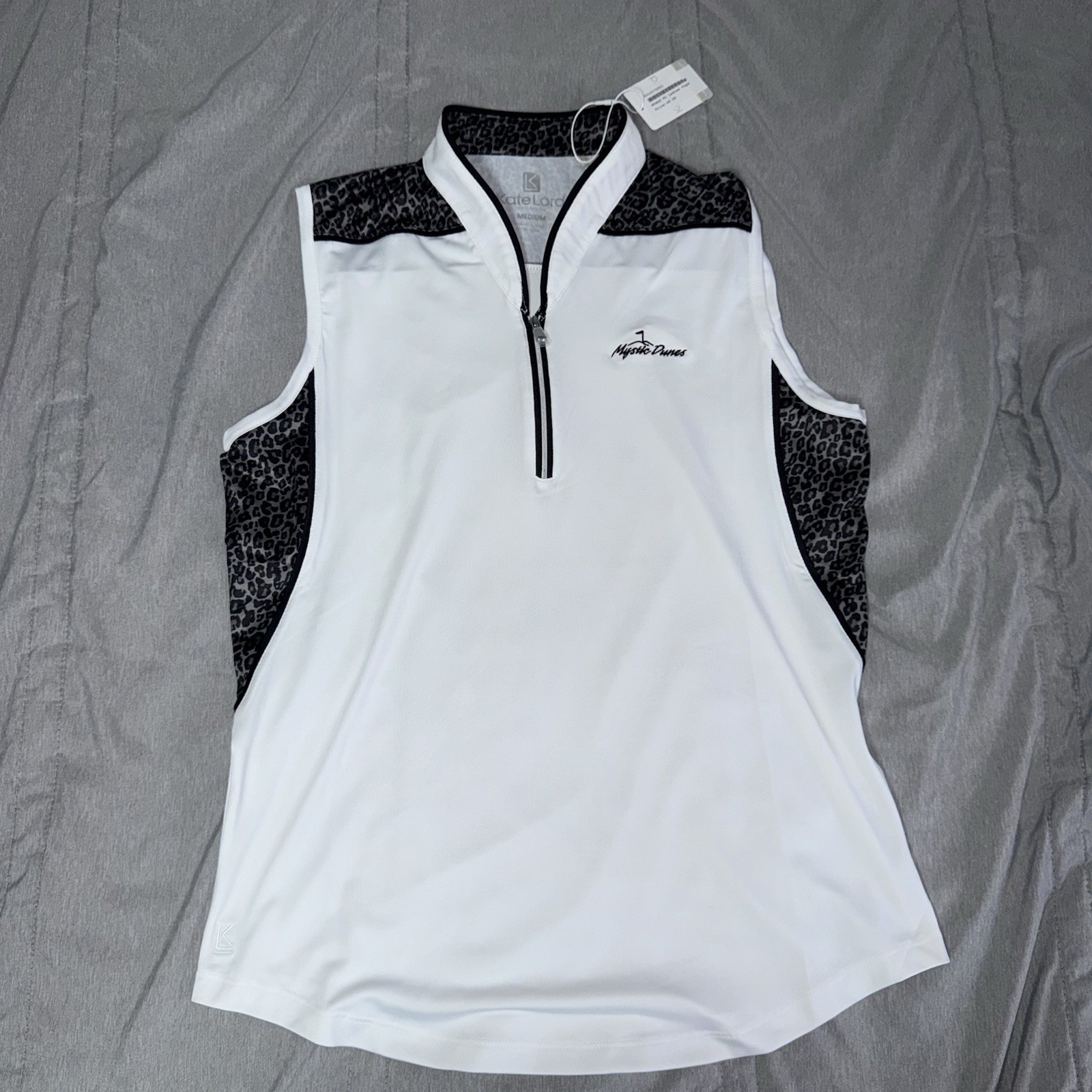 Kate Lord White Golf Tank with Cheetah Pattern Women’s Size Medium