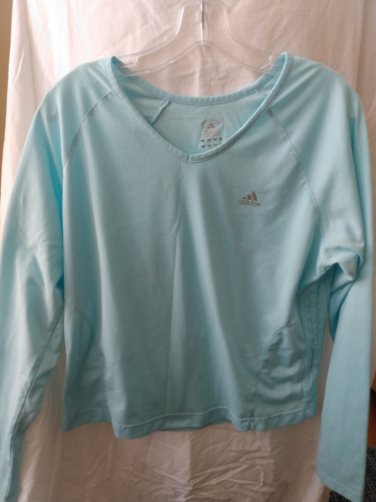 ADIDAS CLIMALITE Training Running V-Neck T-Shirt Long Sleeve L