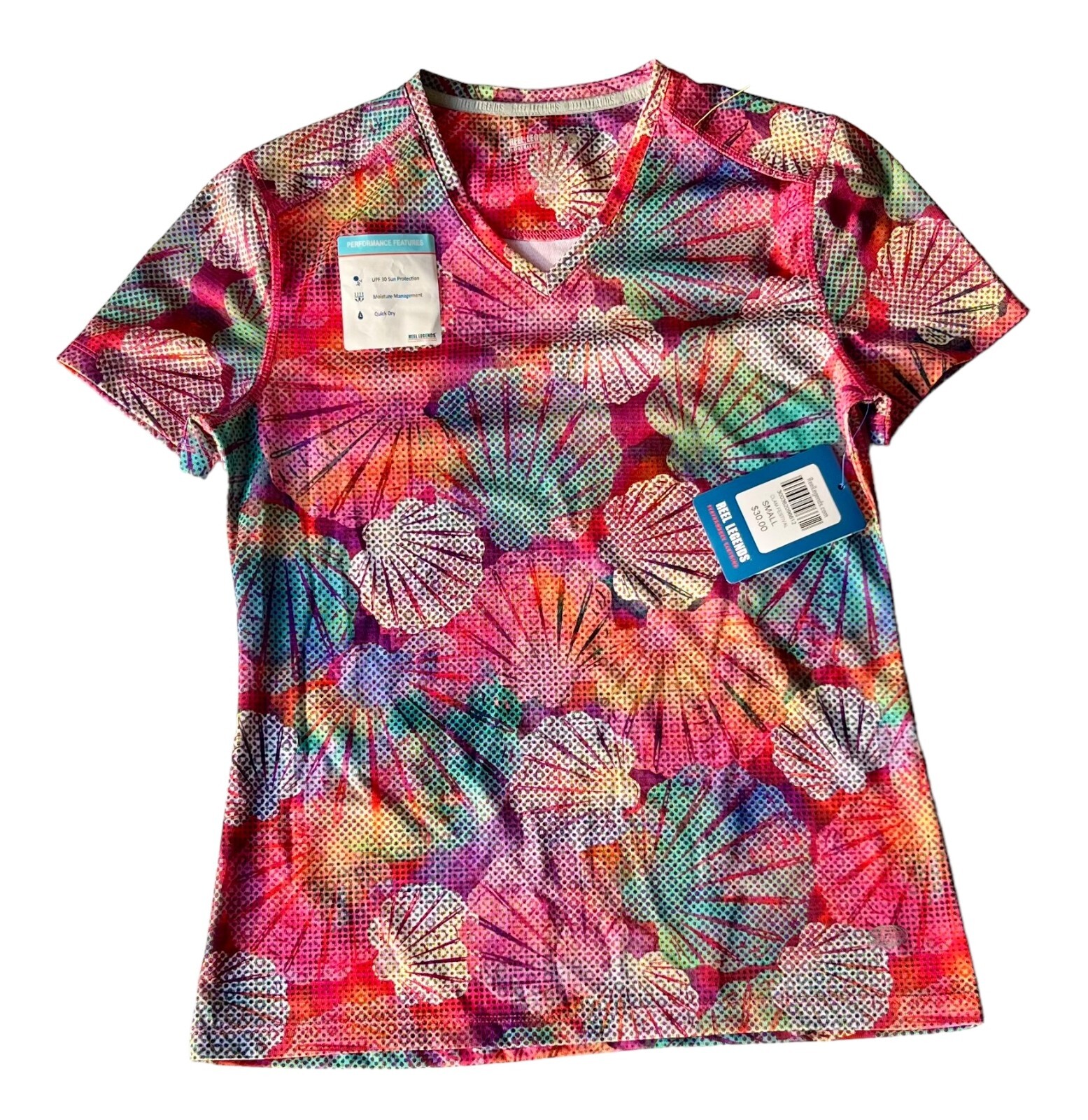Reel Legends “Clam Festival” S/S Shirt Top Women Size Small S NWT Athletic Pink