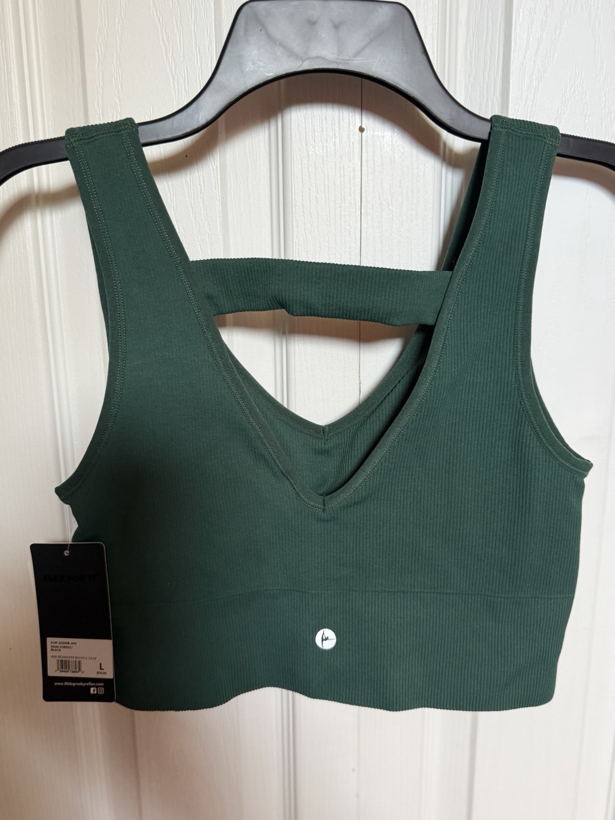 90 Degree by Reflex Rib Seamless Bianca Crop Bra Top V Neck Size L NWT
