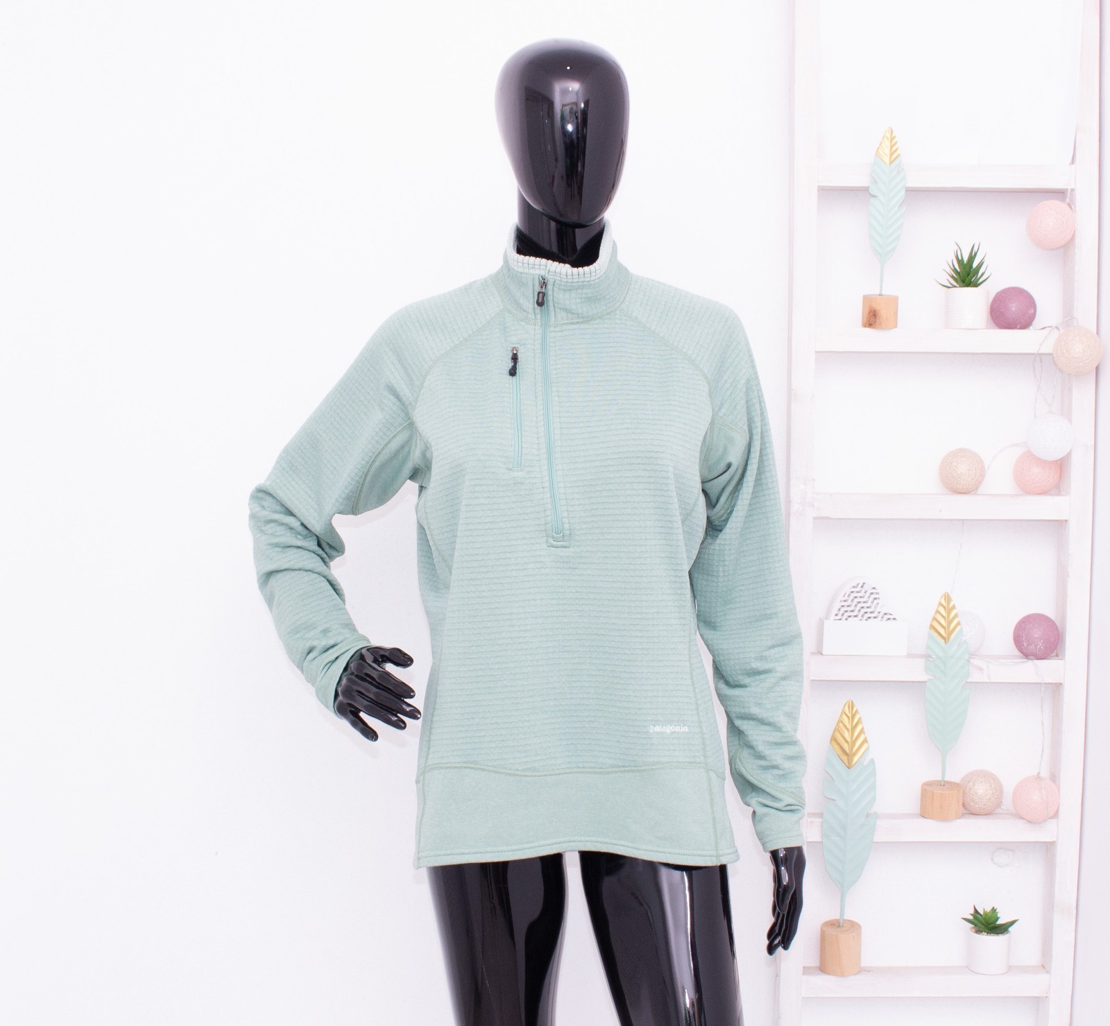 Patagonia R1 Regulator 1/4 Zip Pullover Polartec Waffle Fleece Green Women’s L