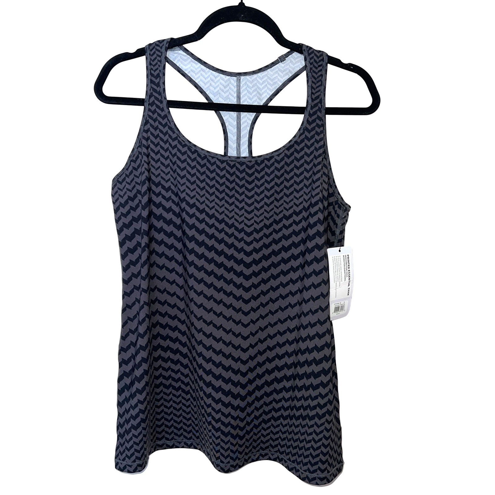 New Balance Heidi Klum Printed Essential Tank Gray/Black Chevron Print M NWT