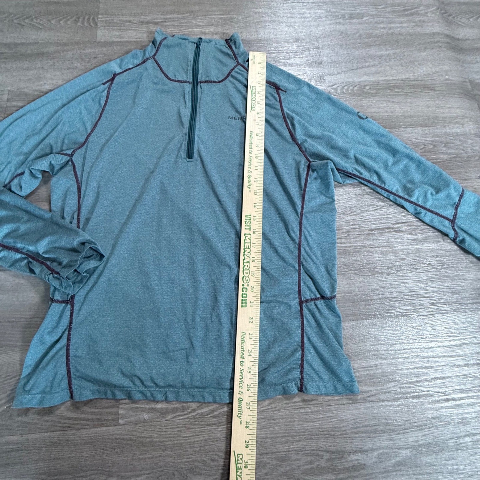 Merrell Womens Large Quarter Zip Pullover Heather Teal Blue Hiking Active Top