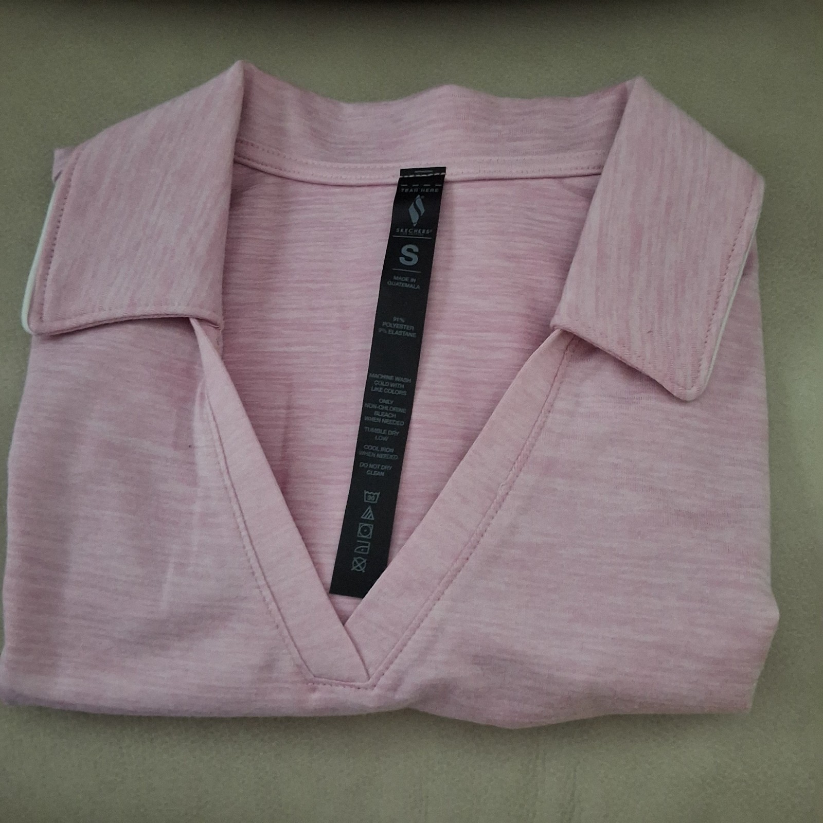 Skechers GoWalk GoDri-Swift Club Sleeveless Polo Pink V-Neck UPF40+ Womens S NWT
