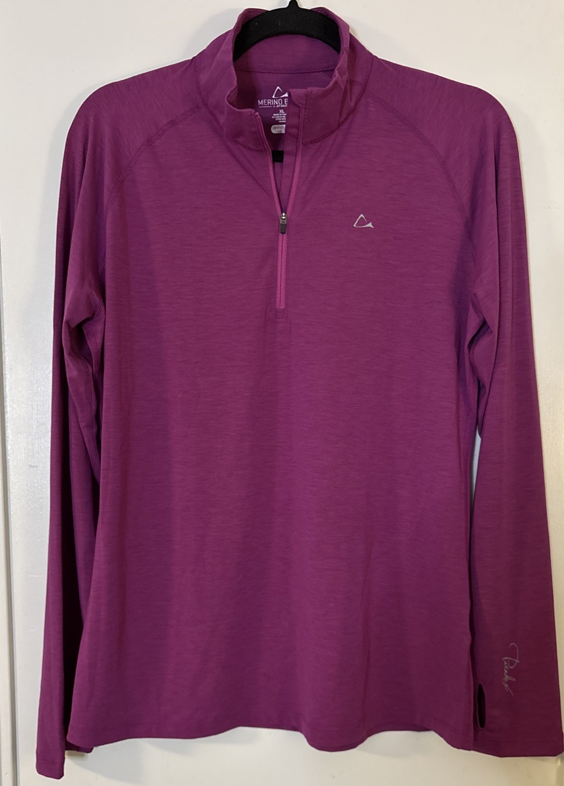 Paradox Wms Drirelease Merino Wool Blend Quarter Zip Pullover Top Small Fuchsia