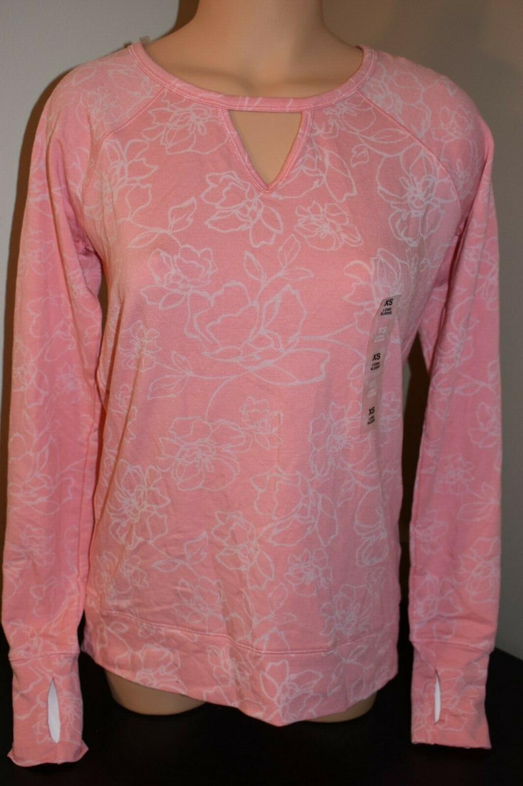 Ideology Active Wear Harmony Table Top Floral Peach Kiss 100052735MS Size XS