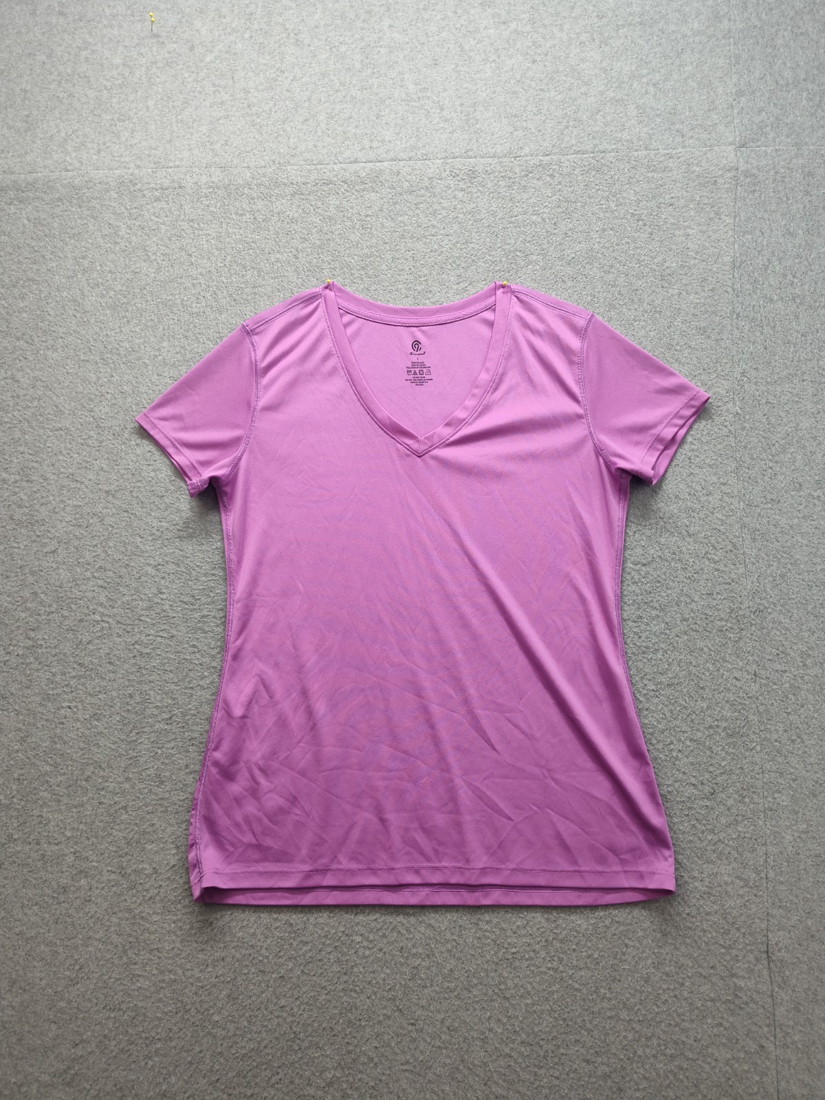 Champion Women Shirt L Pink Short Sleeve Casual Tee V Neck Double Dry Polyester