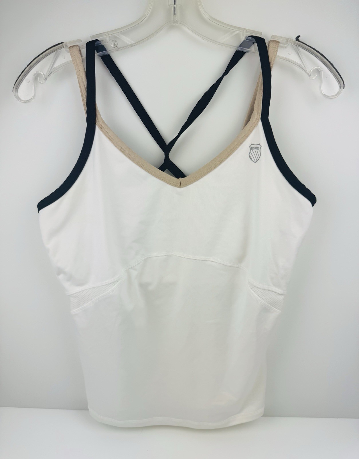 K- Swiss Women’s Athletic Top White w/ Black & Tan Accents Size Large