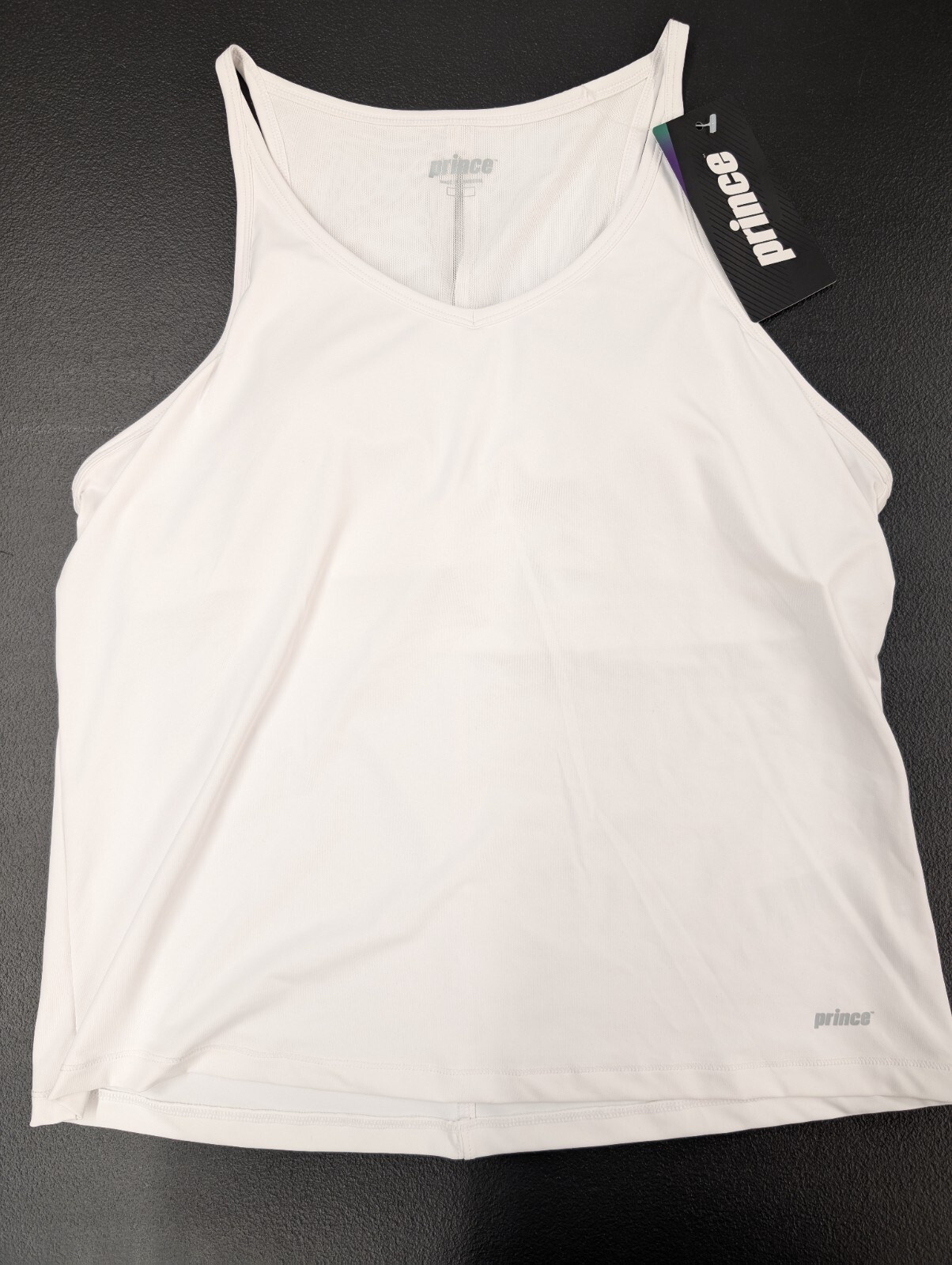 Prince Womens Tank Top Sz L Mesh Vent Built-in Bra White Tennis Pickleball