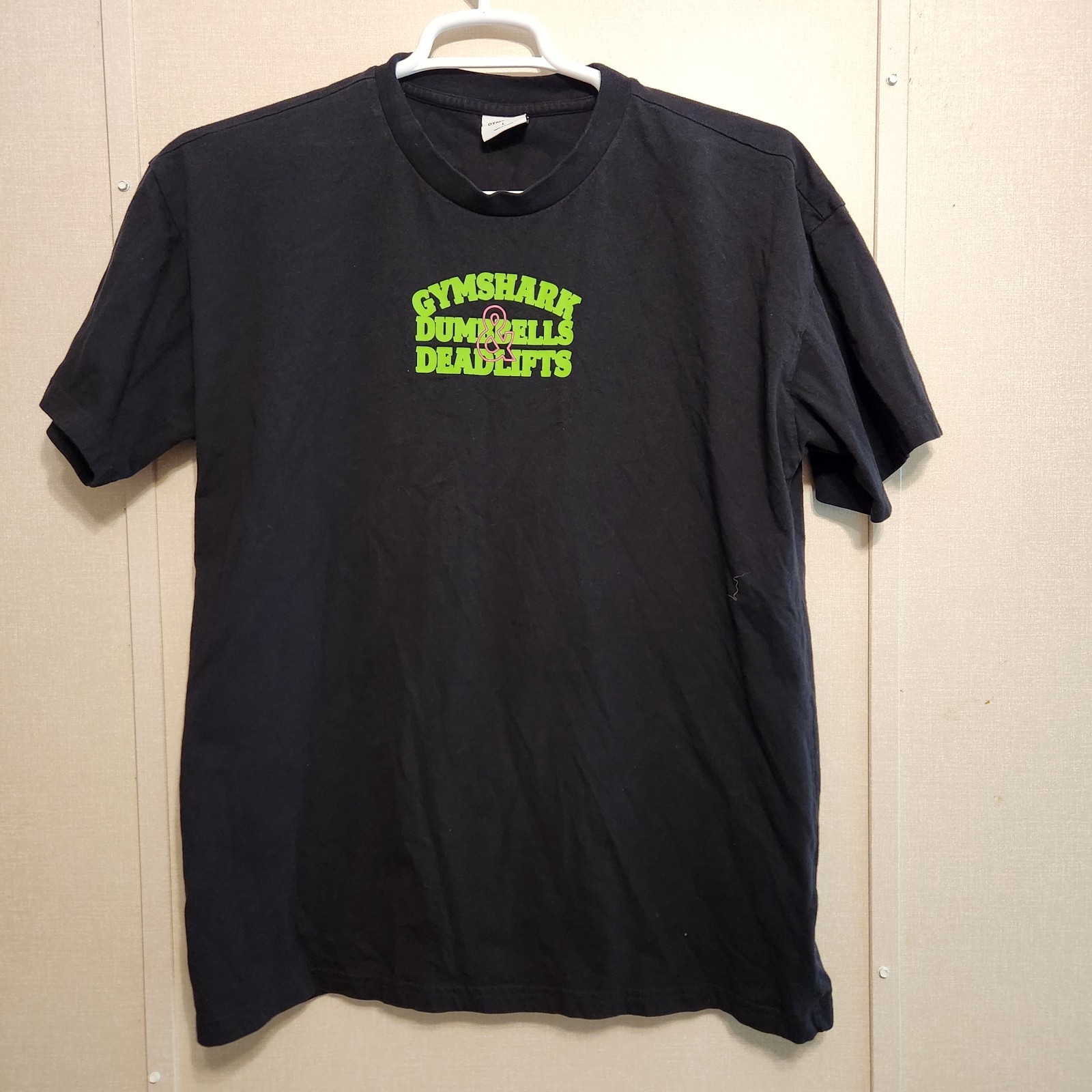 Gymshark Dumbbells & Deadlifts Tee Black Size Large Short Sleeve B9A3Y
