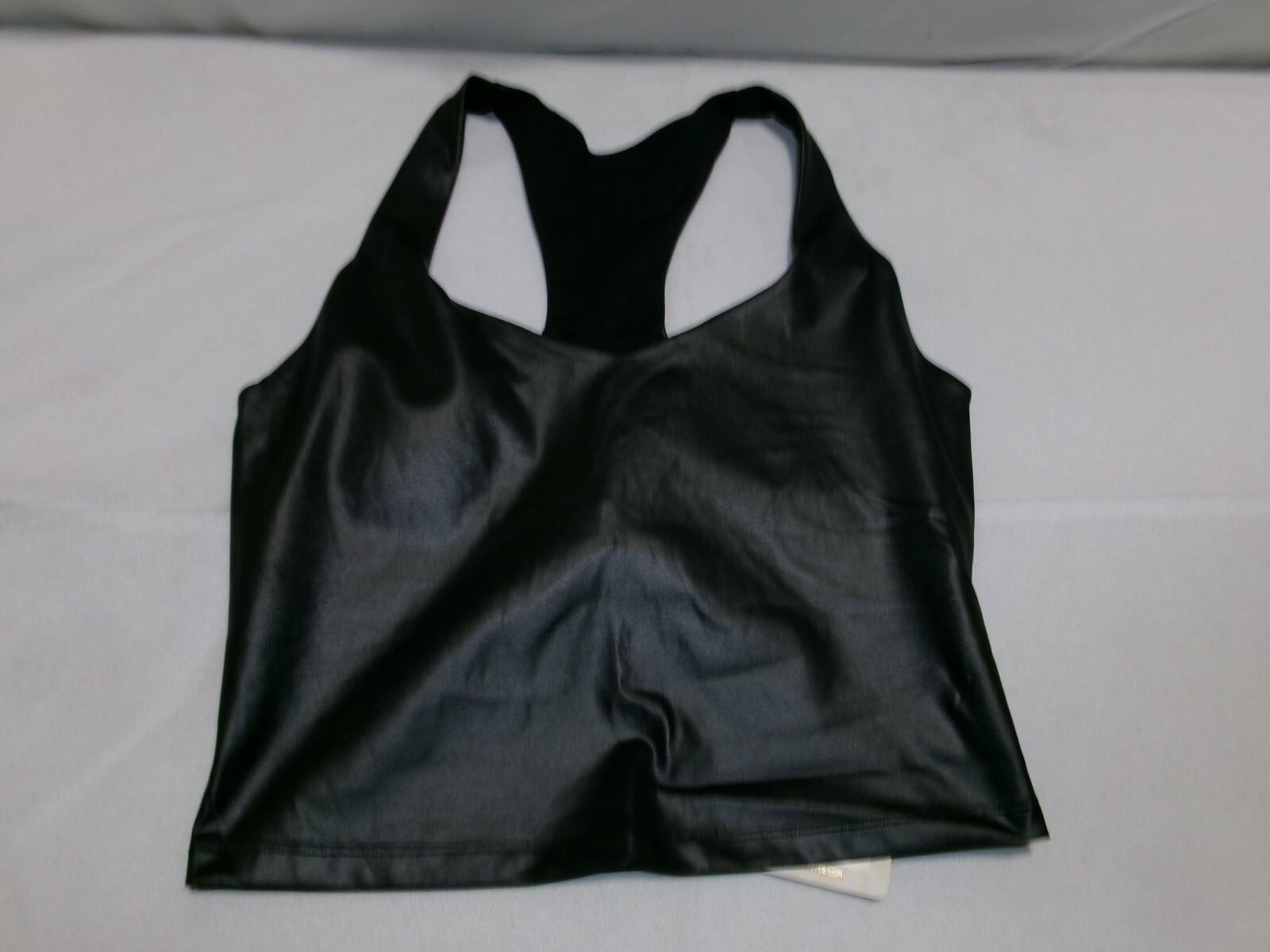 H649 FABLETICS Anywhere Built In Bra Tank Black Shine Womens Size Small