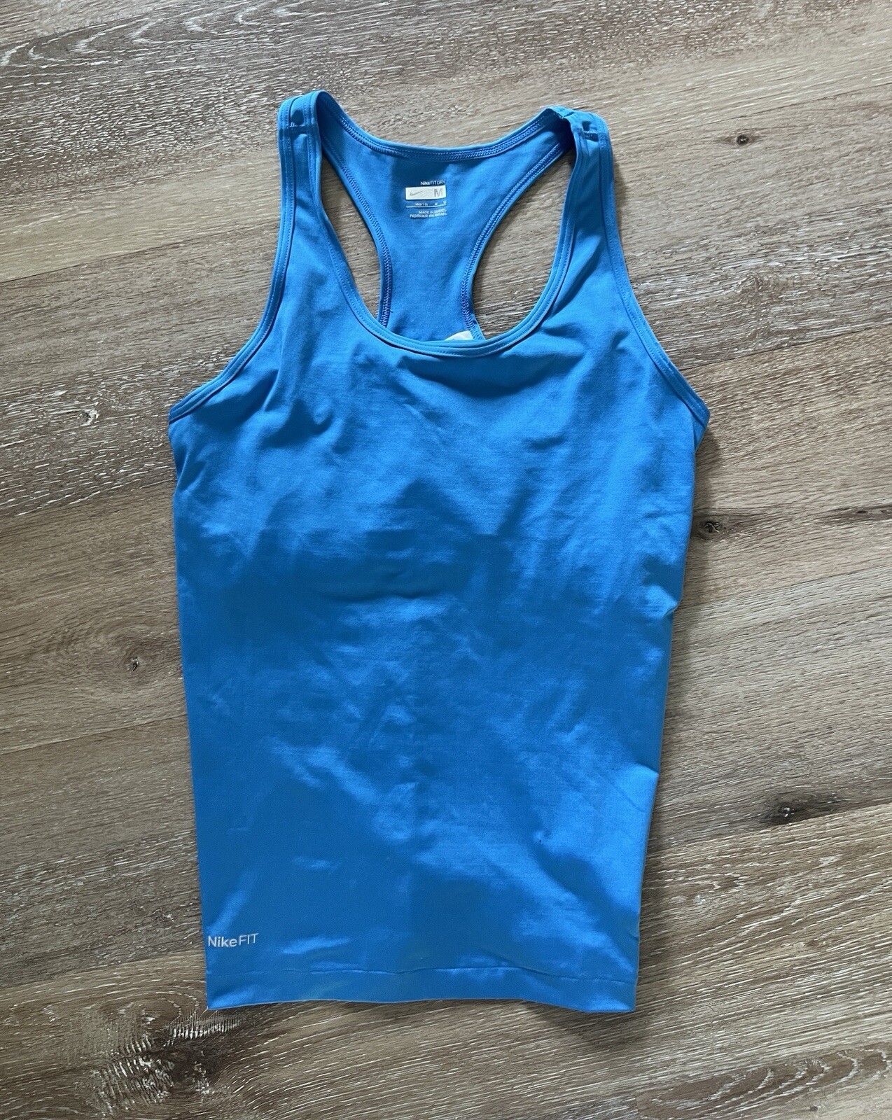 NIKE NikeFit Women’s Size M Blue Built-In Unpadded Bra Racerback Tank Top