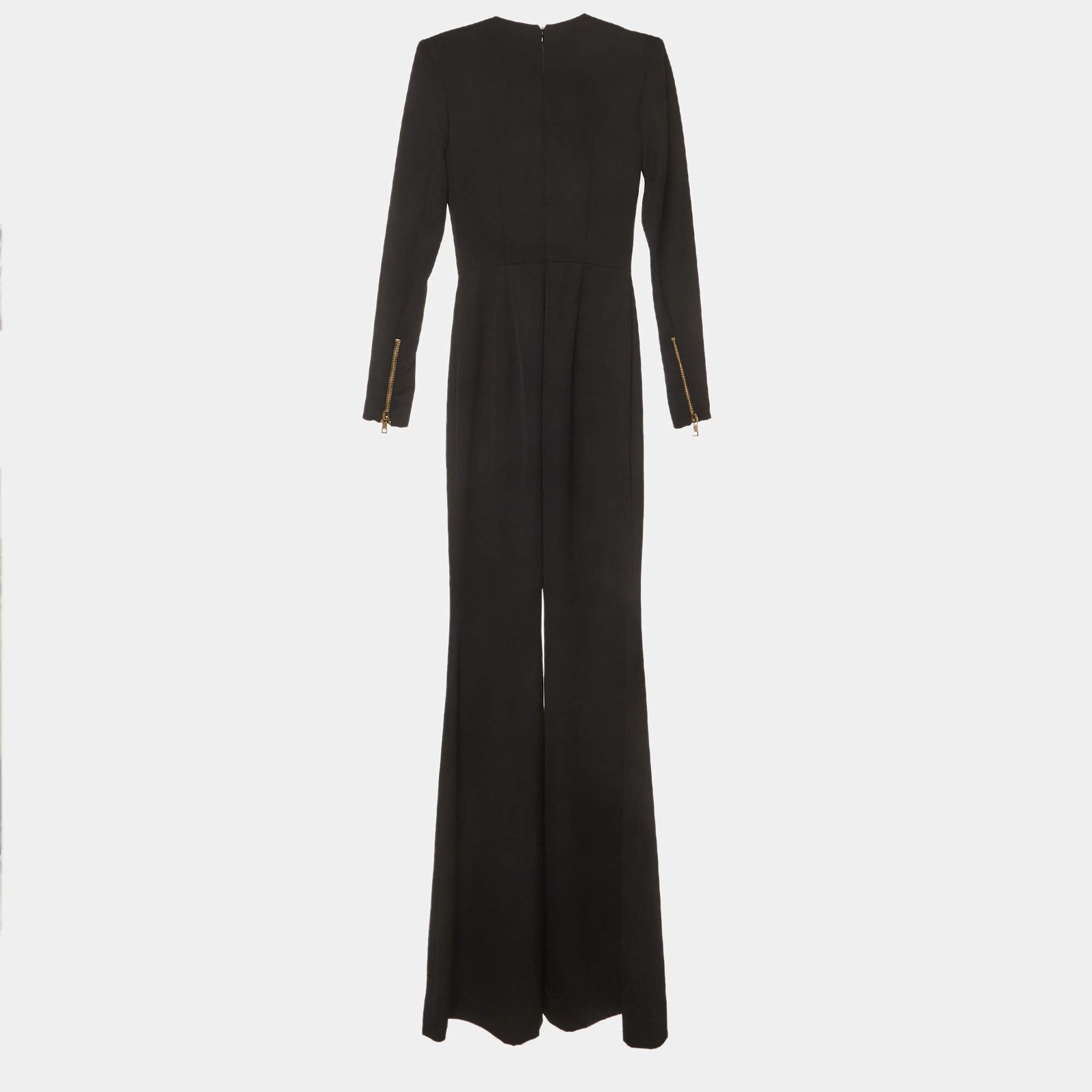 Balmain Black Wool DoubleBreasted Flared Jumpsuit S