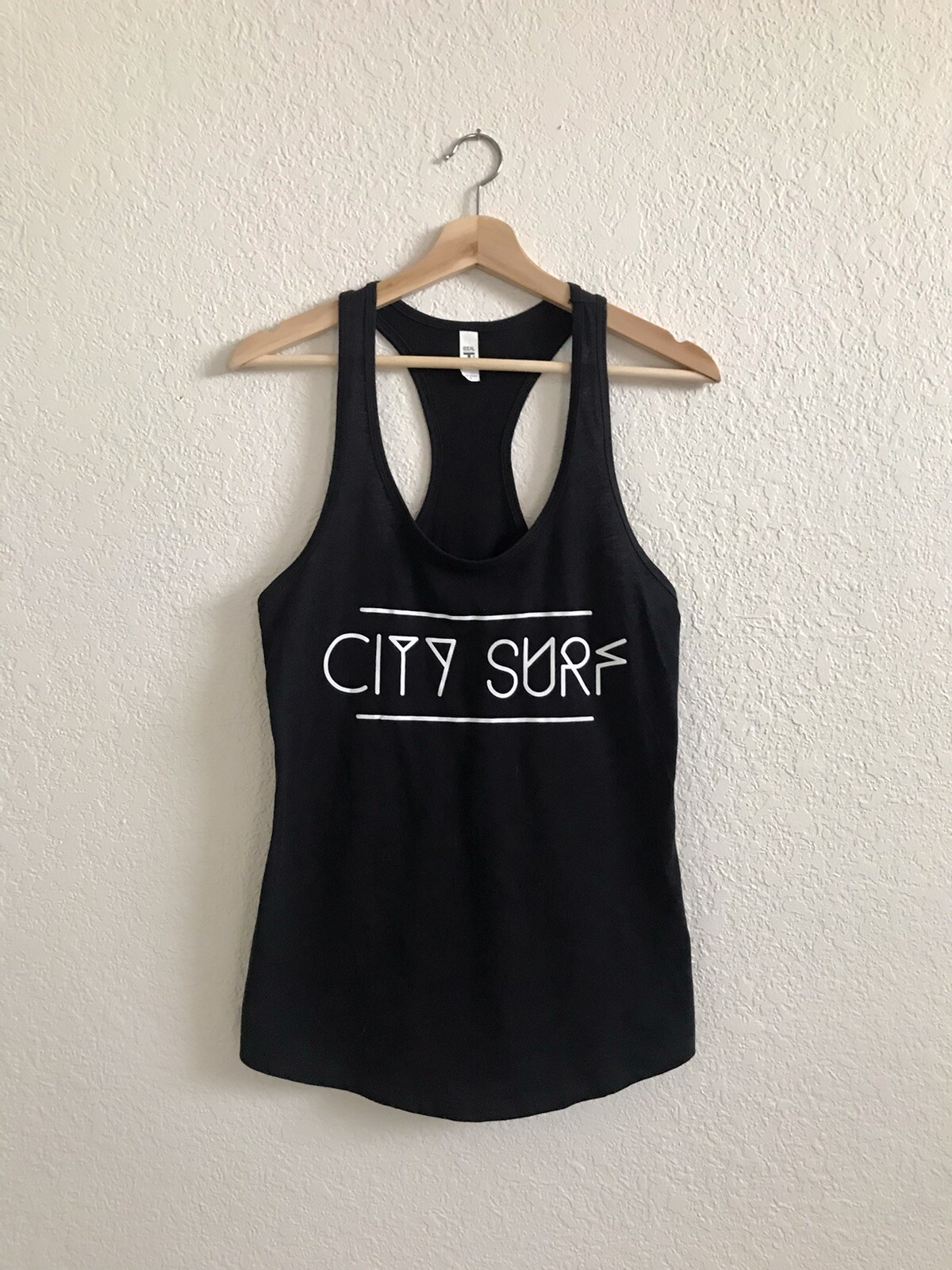 NEW City Surf Black and White Large Racerback Workout Tank Top