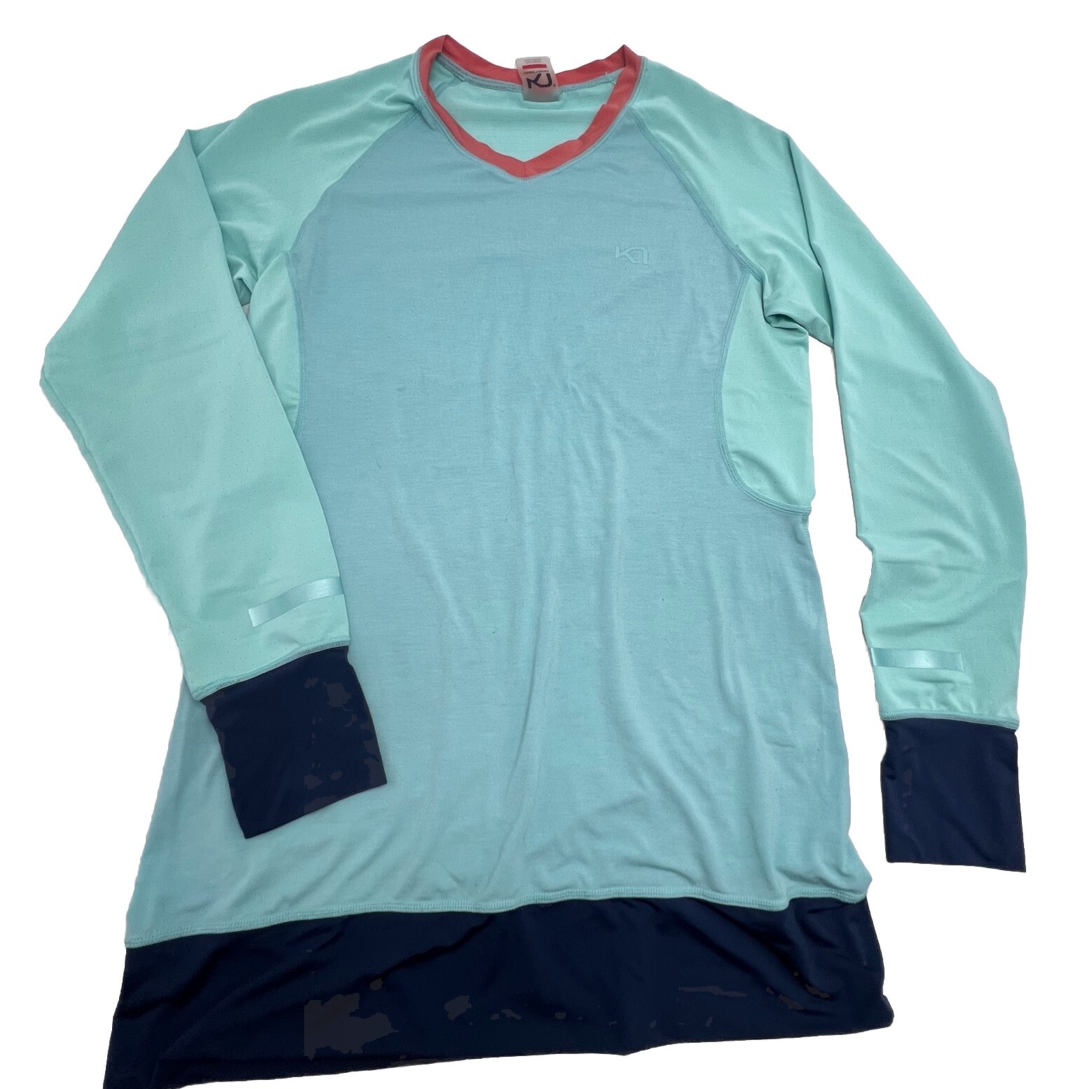 Kari Traa Base Layer Shirt WOMENS MEDIUM Pullover Workout Long Sleeve Blue