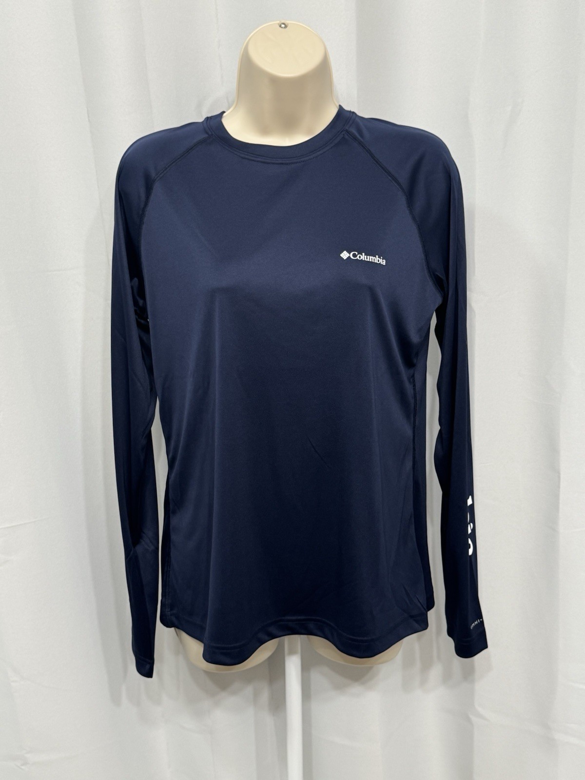 Columbia Women’s Blue Long Sleeve Crew Neck Stretch Comfort Activewear T-Shirt M