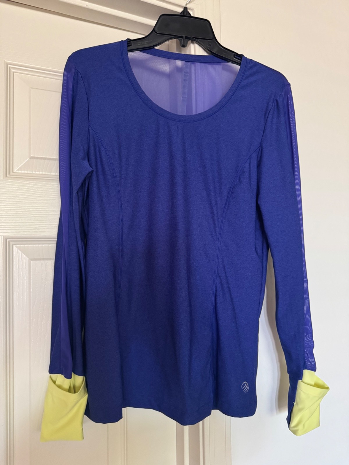 MPG Womens L Running Athletic Long Sleeve Thumb Hole 1/4 Zip Top Purple Coral