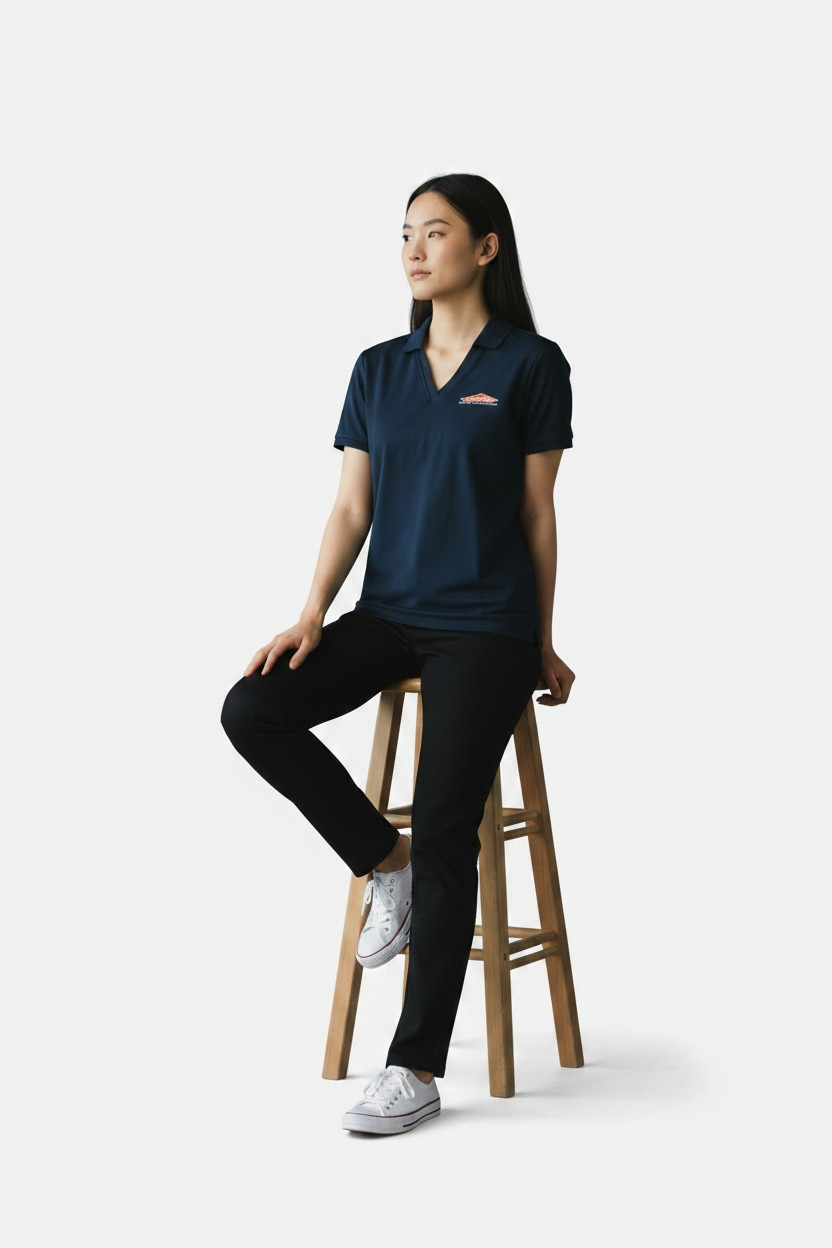 ServPro Logo Navy Lightweight V Neck Polo Shirt Women’s New M