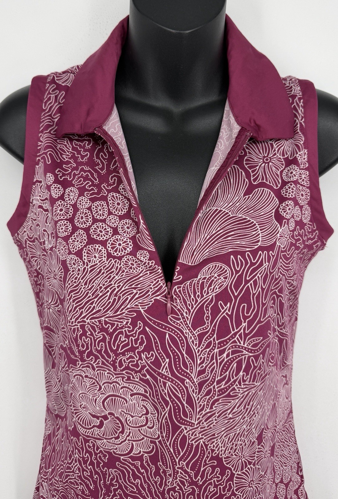 Tommy Bahama Womens Golf Tennis Purple Coral Polo Tank Top XS Tropical Half Zip