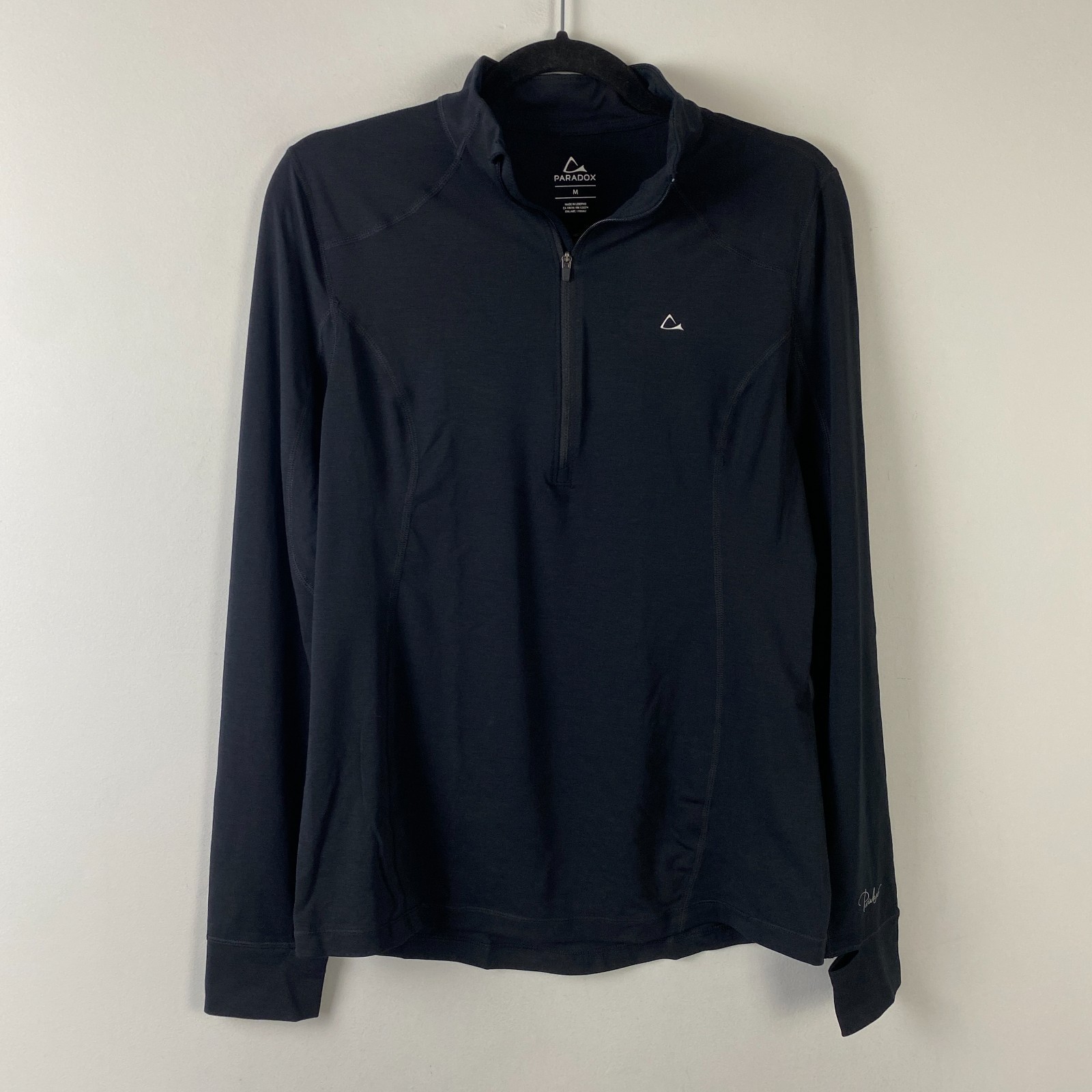 Paradox Merino Blend 1/4 Zip Pullover Shirt Womens M Black Dri Release