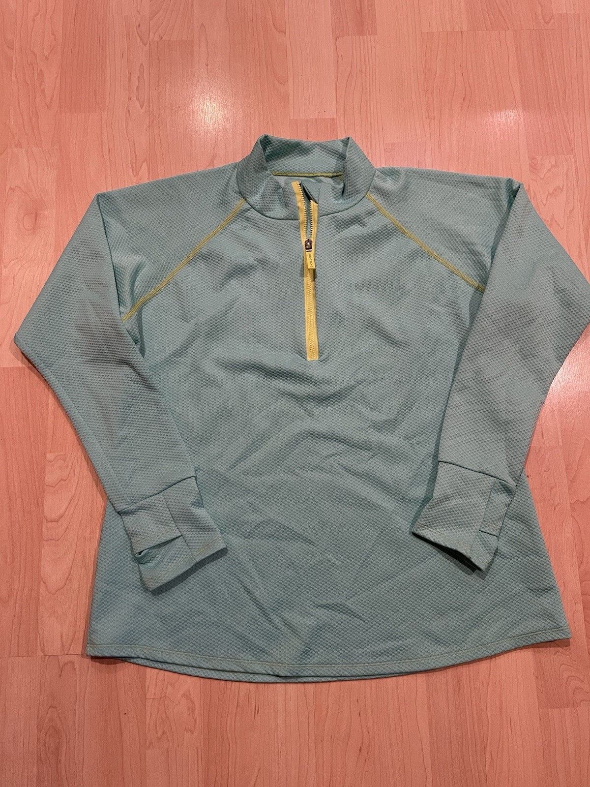 Coldpruf Teal Aqua Honeycomb Base Layer 1/4 Zip Mock Neck Pullover Tagless XL