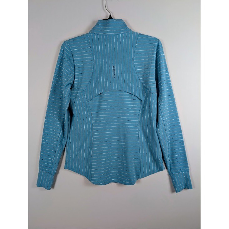 Zero Restriction Renae Zip Mock Pullover Women Small Turquoise Blue Stripe NEW