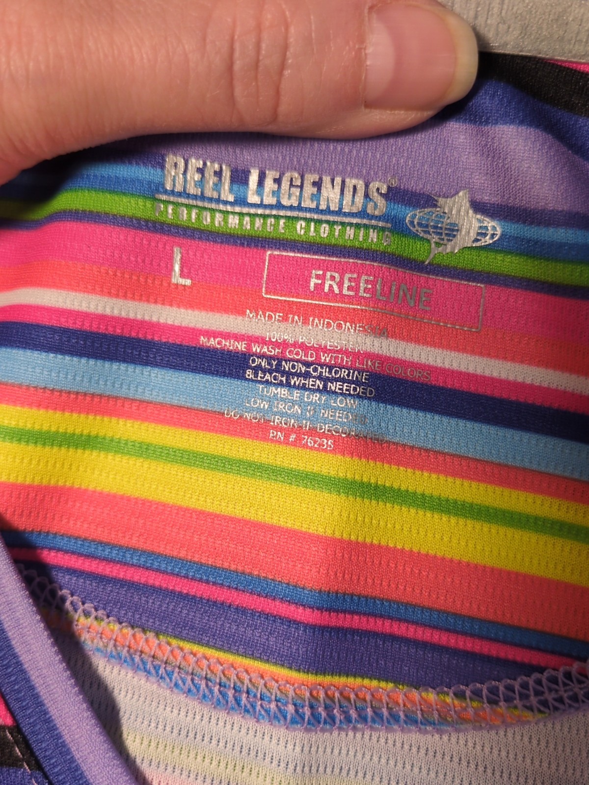 Reel Legends Freeline Performance Tee 30 UPF, Quick Dry, Women’s L, Striped NWT