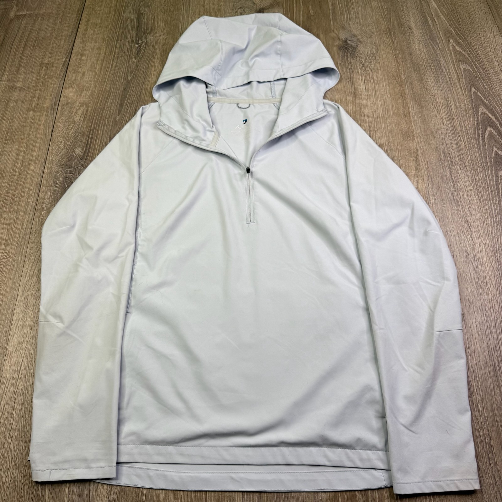 Kuhl Womens Light Gray Long Sleeve Outdoor 1/4 Zip Hooded Pullover Top Size L