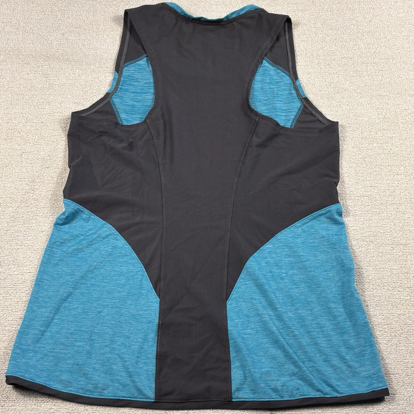 Second Skin Athletic Performance Train Tank Top Women Large Teal Gray Stretch
