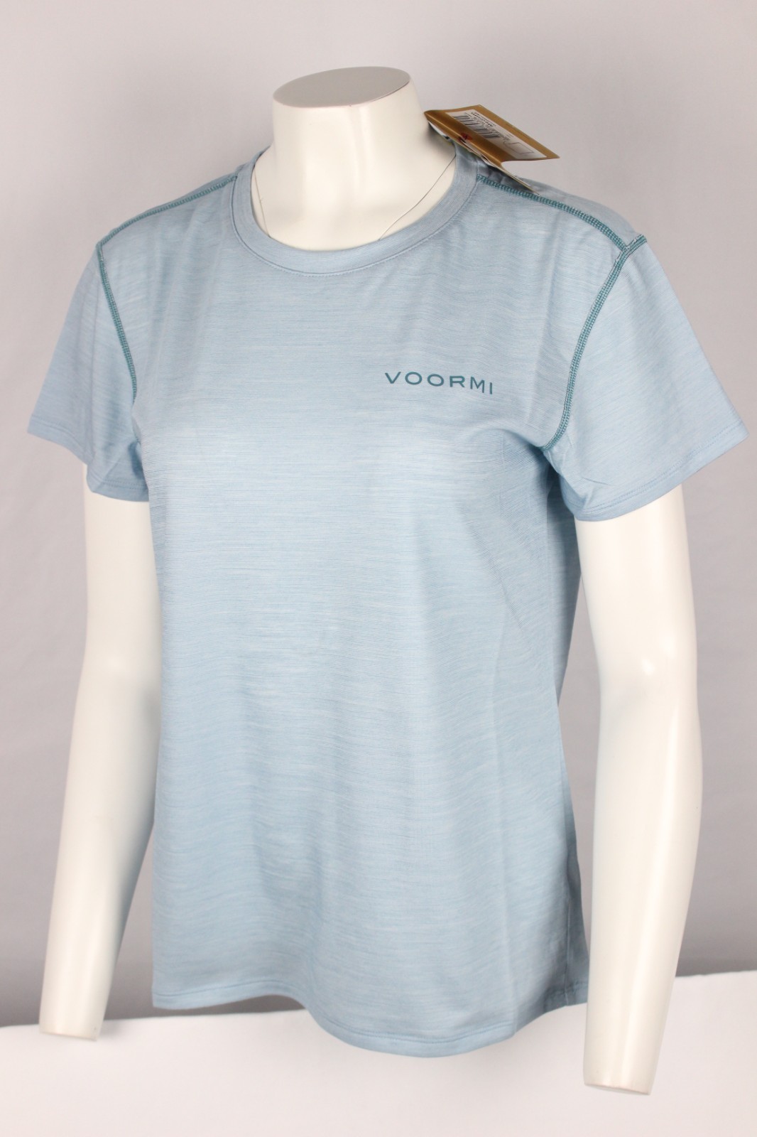 Voormi Women’s Short Sleeve Tech T Shirt Crew Neck Tourmaline Blue
