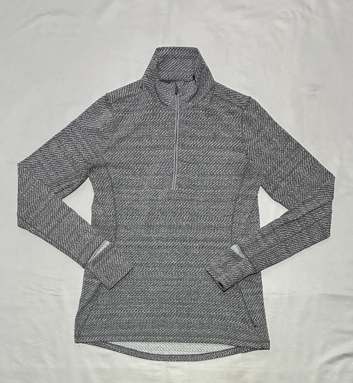 Lululemon Pullover Womens 4 Gray Herringbone 1/4 Zip Reflective Running Top