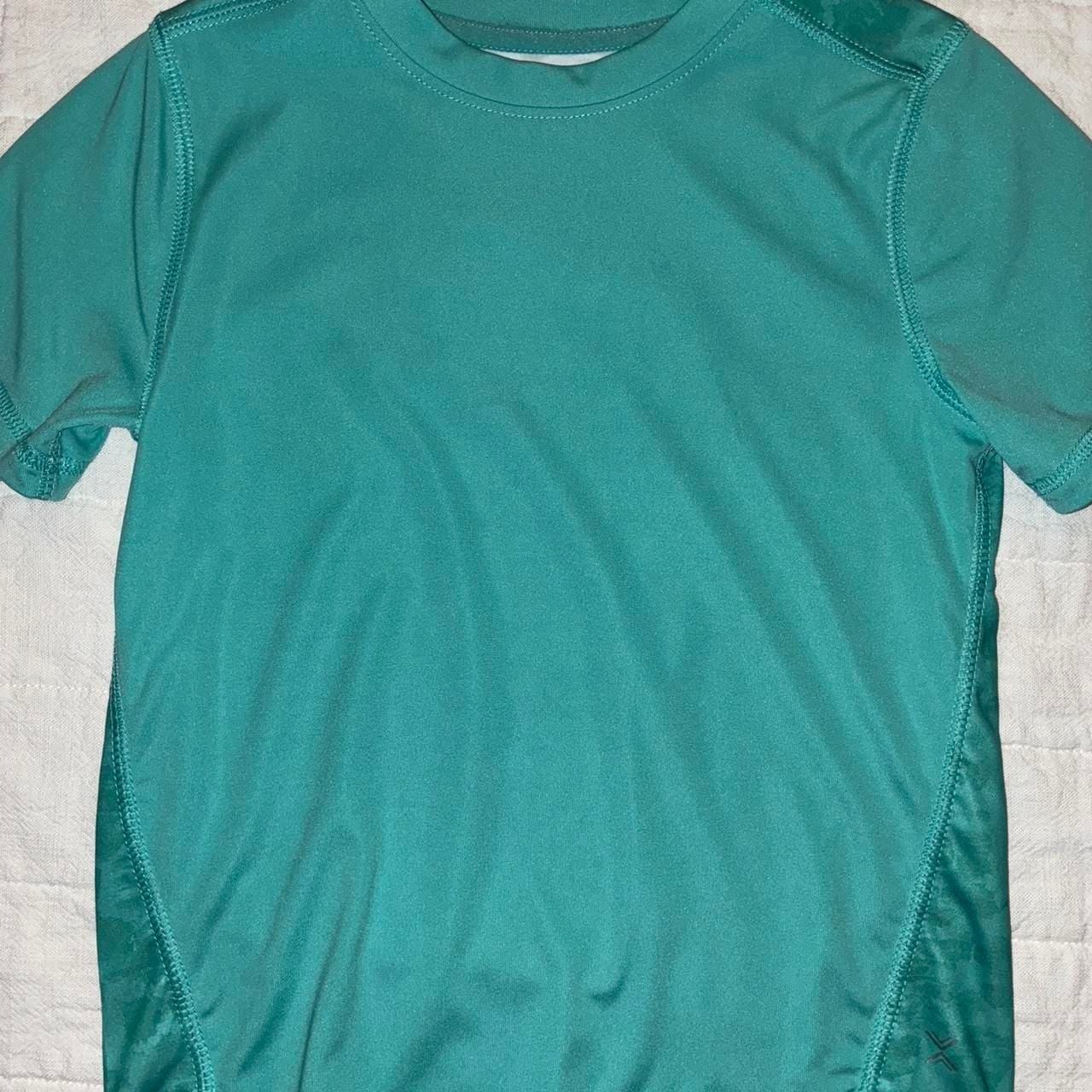 Xersion Quick-Dri Athletic T-Shirt Teal Leopard Print