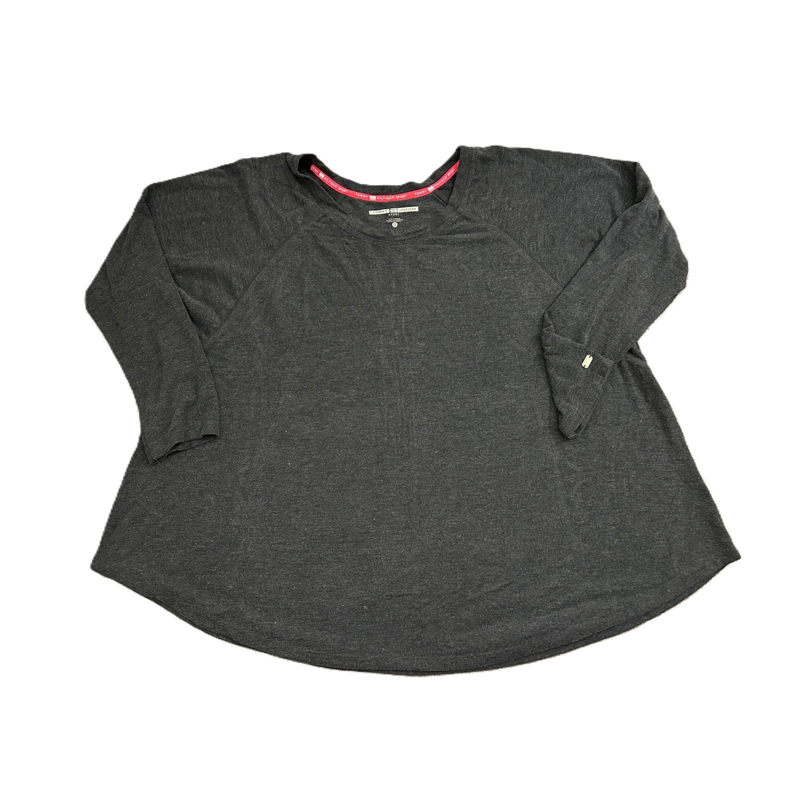Tommy Hilfiger Sport Sexy Top Womens XL Grey Excellent Raglan Flared Long Sleeve