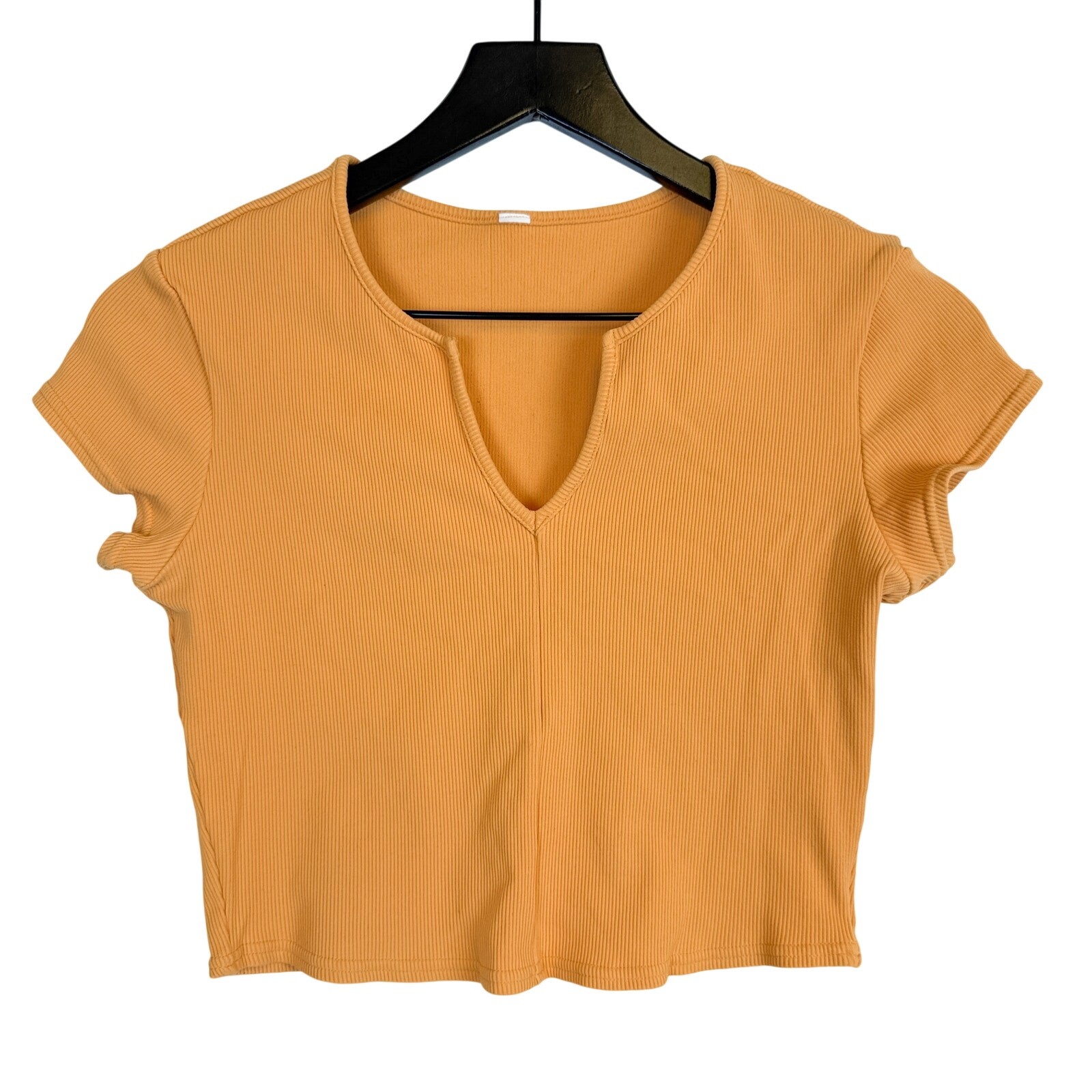 Alo Yoga Crop Rib Savvy Top Shirt Orange – S