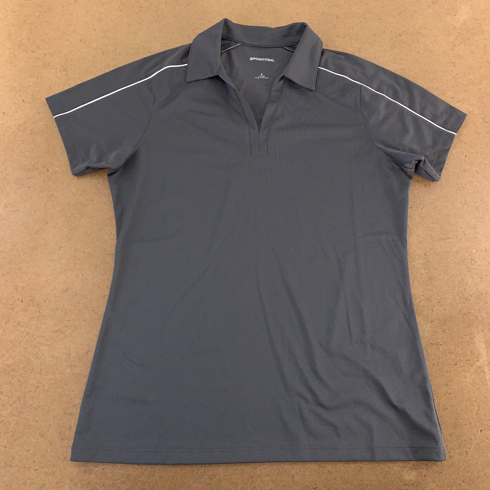 Sport-Tek Ladies Size Small Gray Micropique Sport-Wick Piped Polo LST653 New