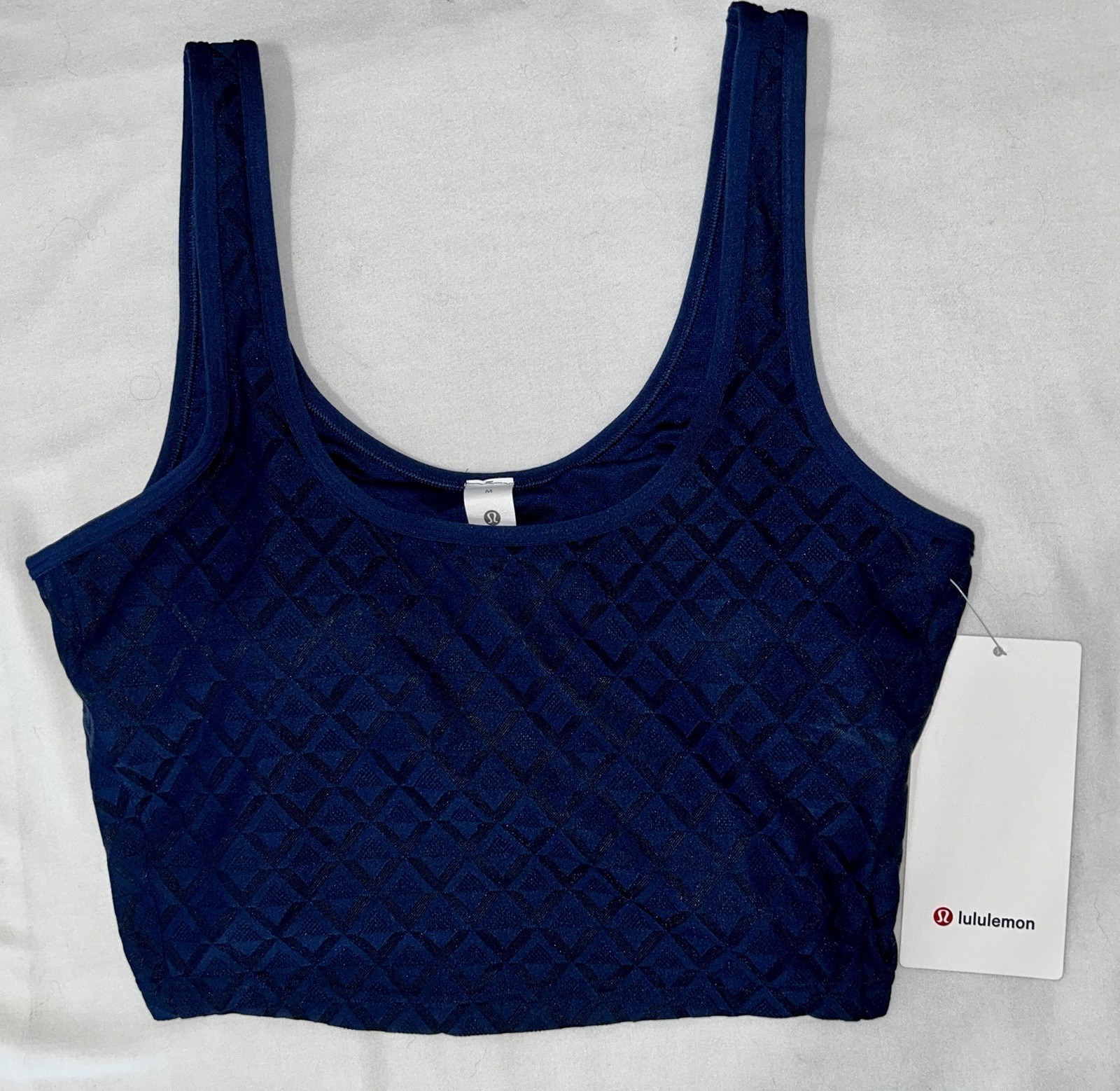 NWT🏓LULULEMON🏓MEDIUM🏓TEXTURED MESH TENNIS TANK🏓CROPPED🏓CLUB BLUE🏓