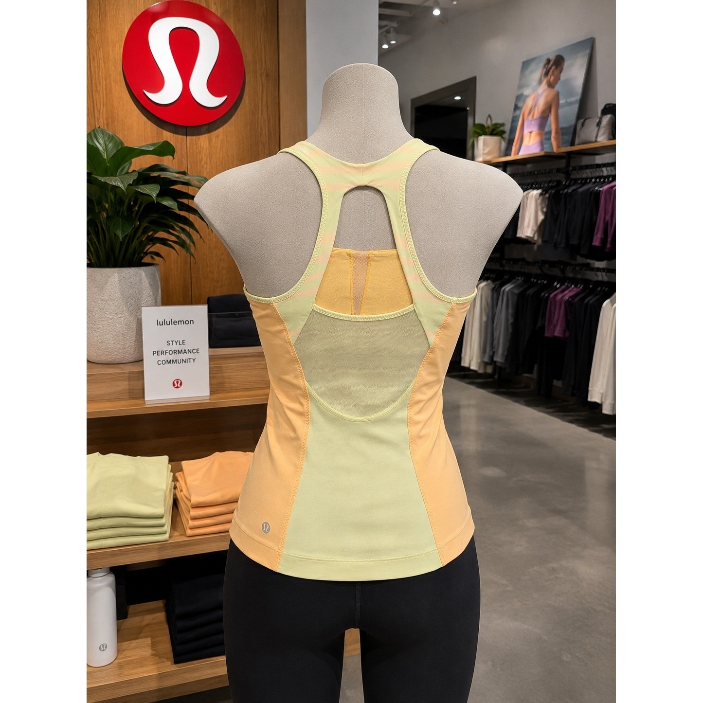 Lululemon Colorblock Racerback Tank | Built-In Shelf Bra | 4 | Yellow & Peach