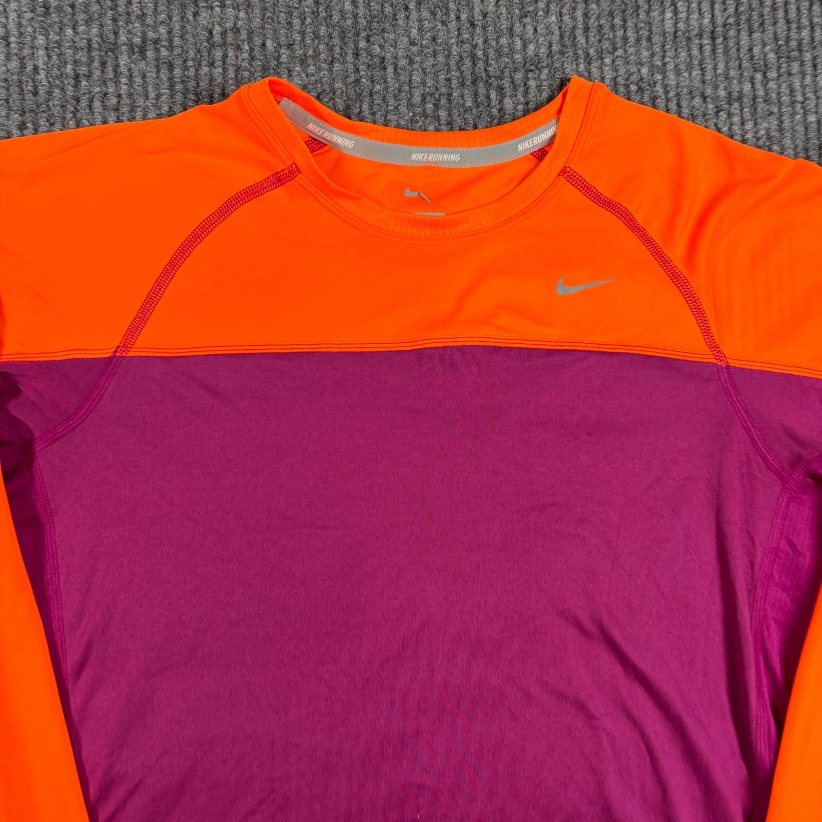 Nike Shirt Womens M Running Long Sleeve Orange Purple Dri-Fit 405255-679