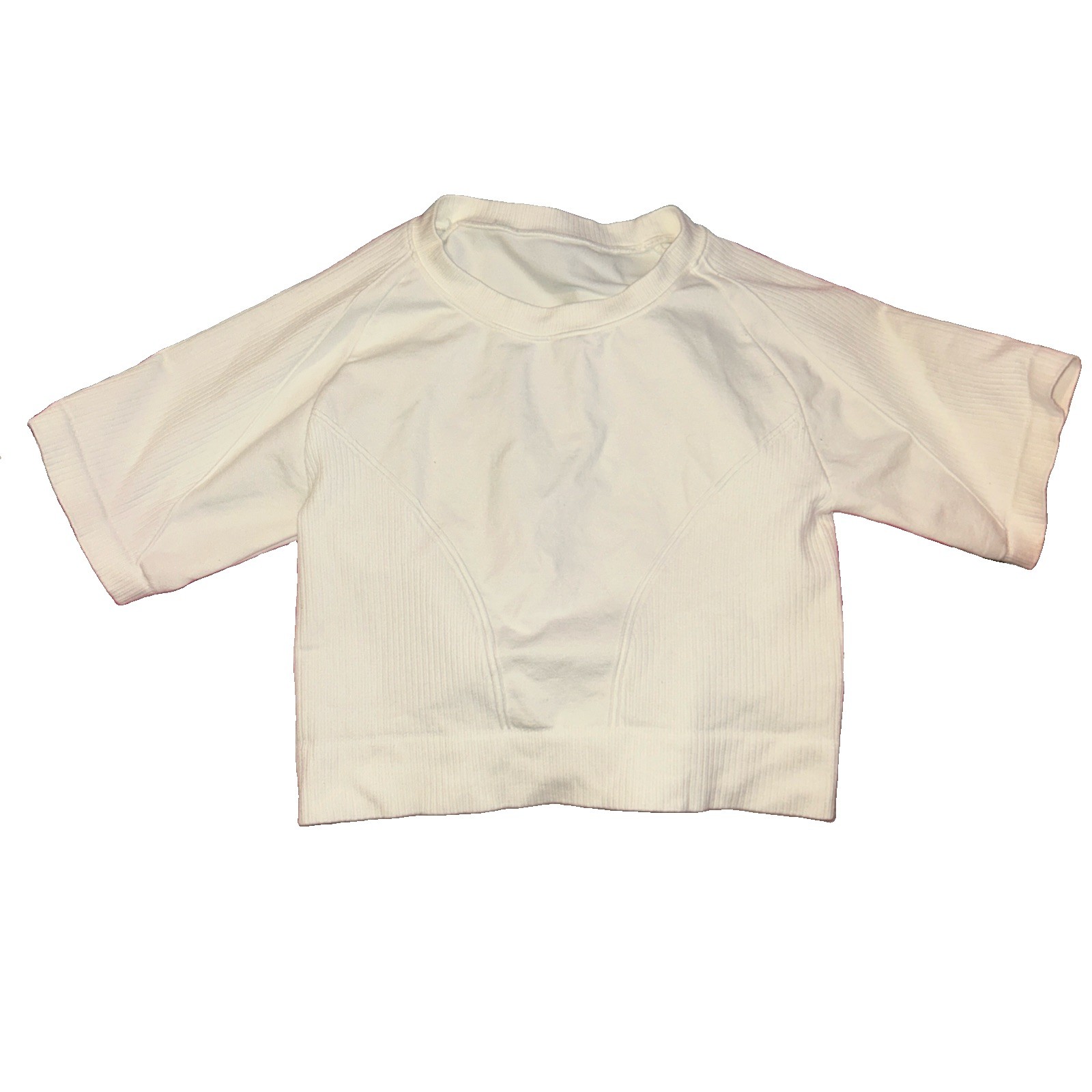 Alala Barre Seamless Cropped Tee Short Sleeve Shirt in White shade. Size small.