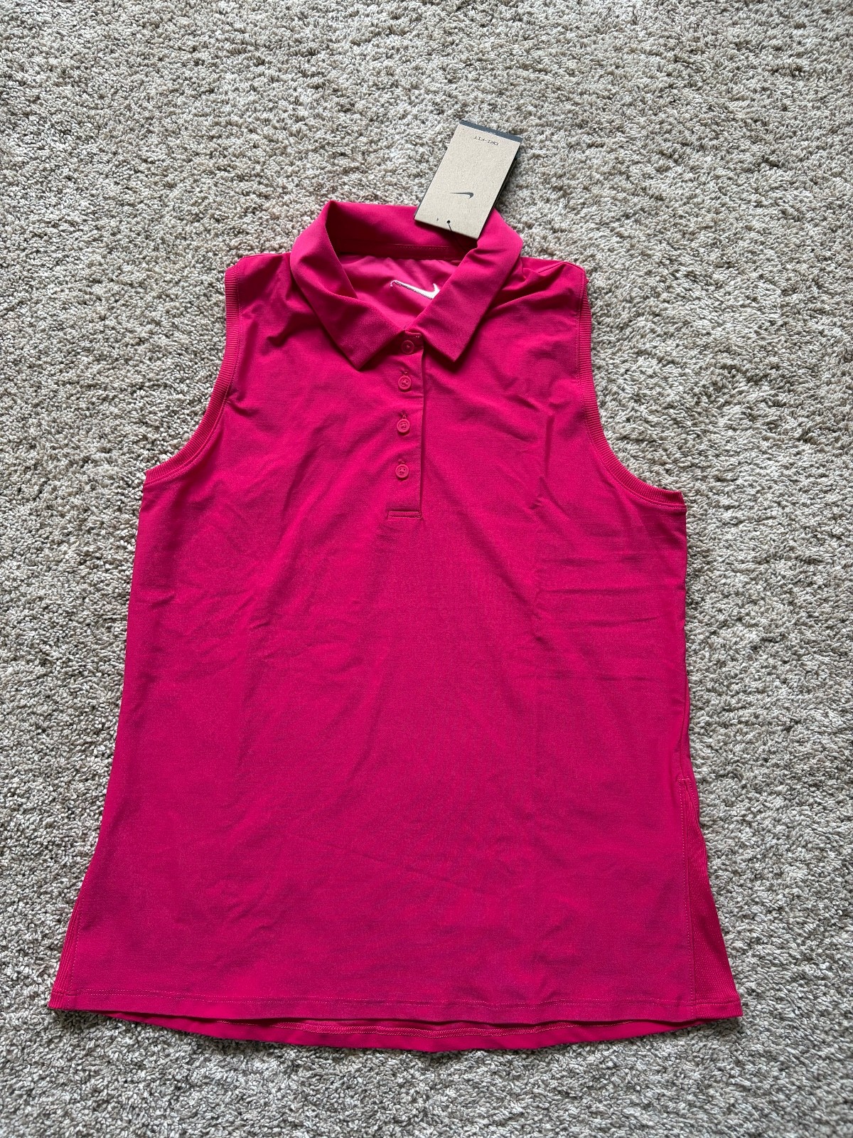 New Nike Women’s Pink Golf Sleeveless Polo Top Activewear Shirt S