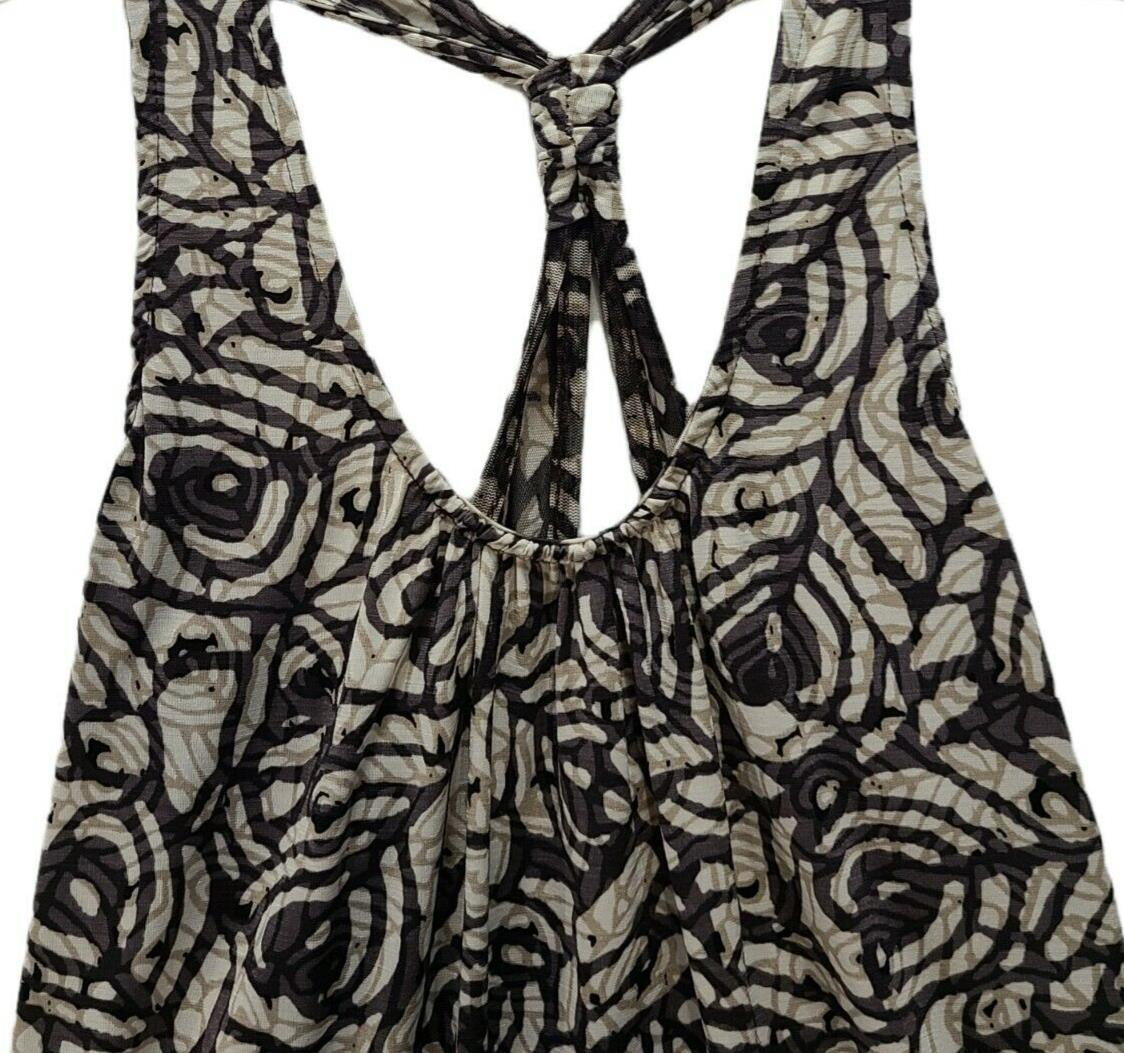 Mind Code Womens Racerback Tank Top Activewear Mesh Back Tan Taupe Swirl Size S