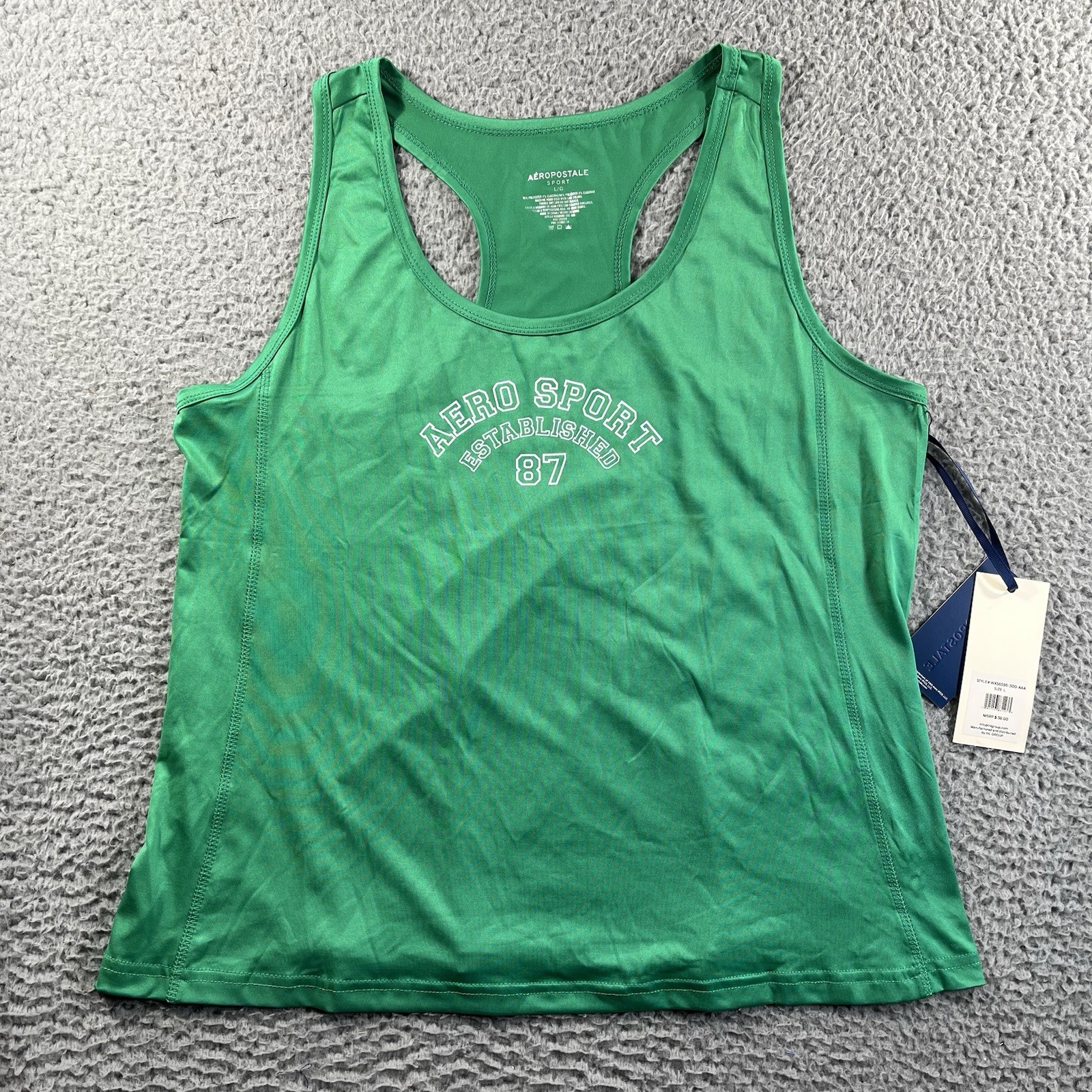 Aeropostale Sport Tank Top Womens Large Green NWT NEW Polyester Stretch Gym Work