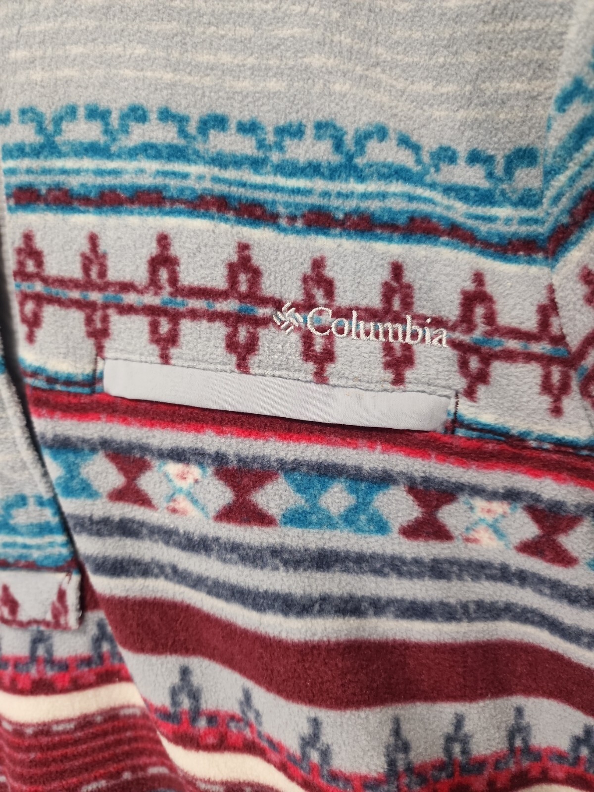 Columbia Mountain Side Fleece Pullover Large Zippered Pocket Aztec Womens B88
