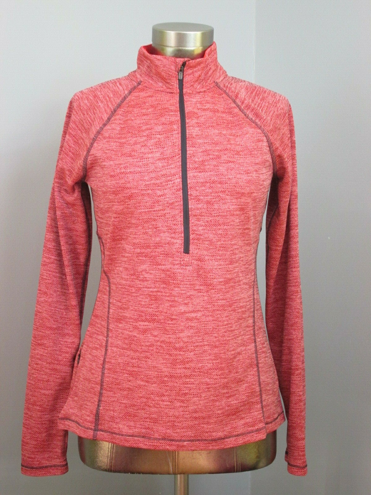 Champion Coral & Gray Running Top Womens Size S Chest 36 Mock Neck 306-25092