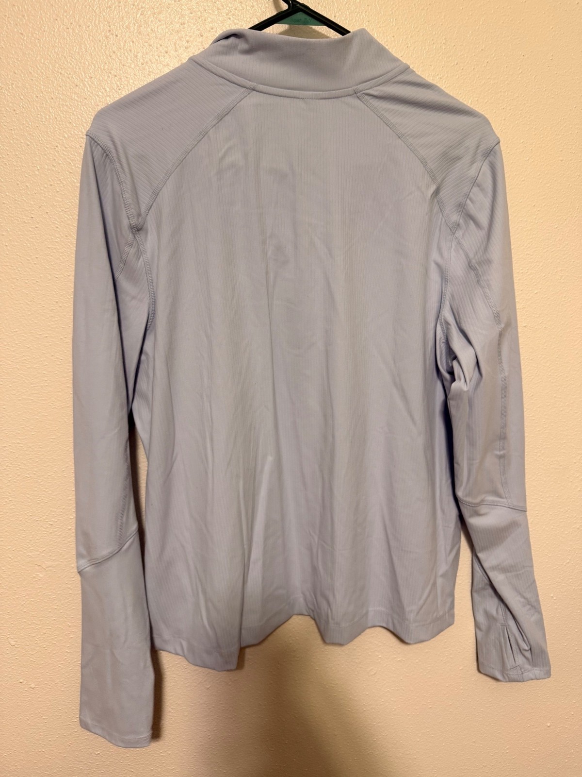 Mondetta Athletic Top Light Blue Ribbed 1/4 Zip Side Pocket Womans XXL