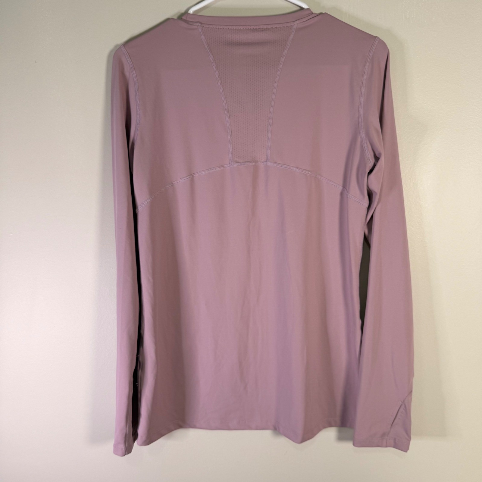 Mauve Pink Mesh Panel Long Sleeve Activewear Workout Top with Thumbholes Mens M