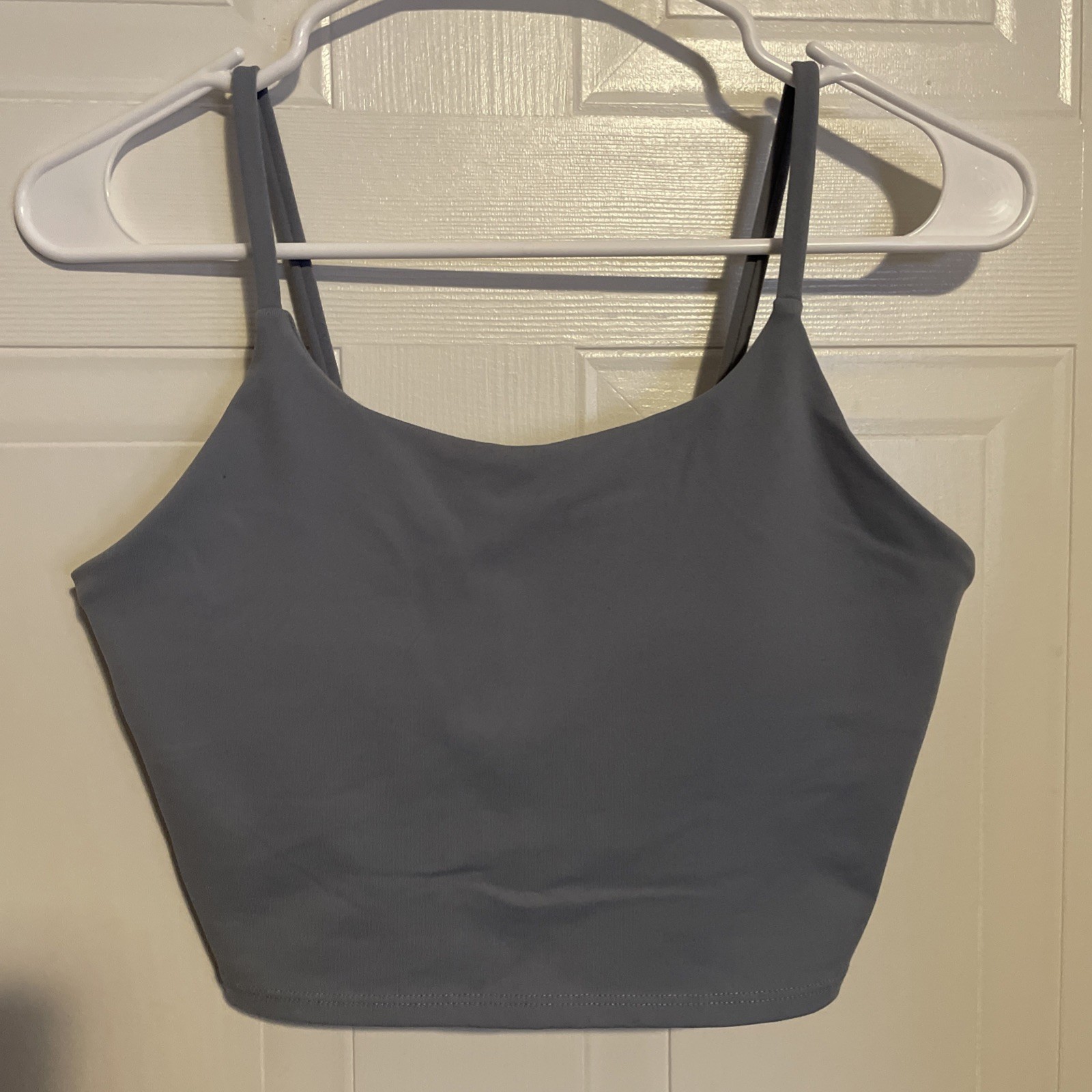 Sports Bra Tank Top Women’s Size L Cropped Blue Support Workout Exercise Nylon