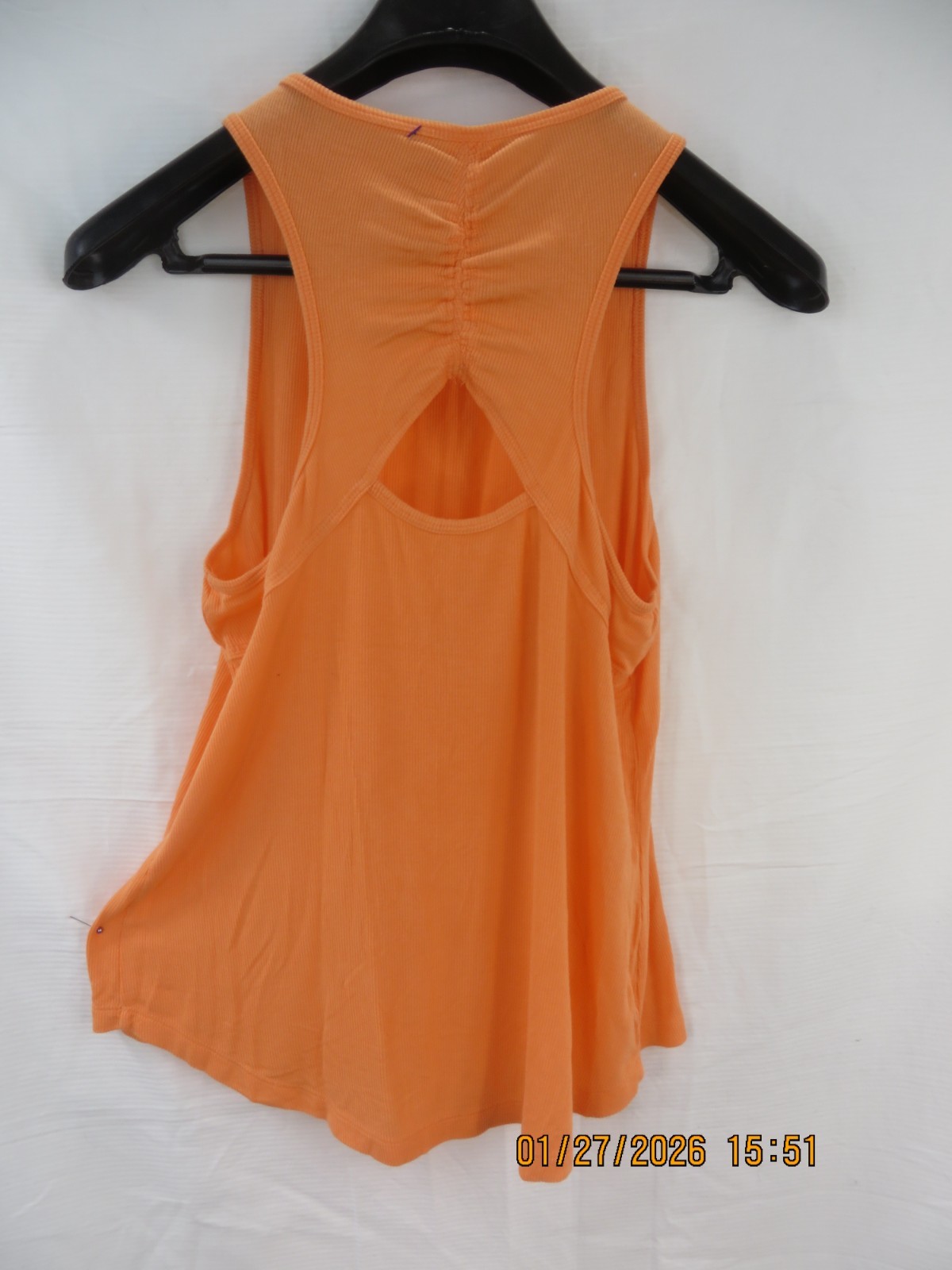 AVIA SZ M (8-10) Rayon/Spand NWOT Peach Ruched Back Soft Active Tank Top Shirt