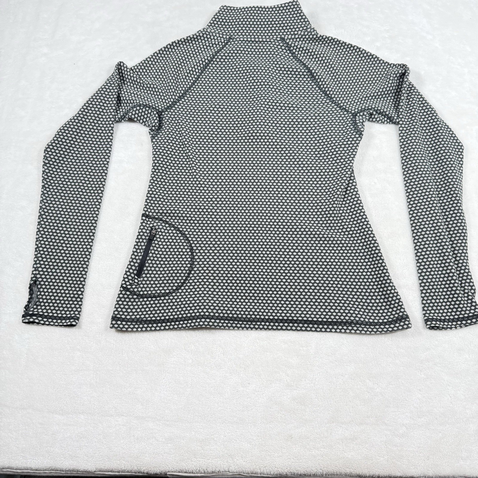 Eddie Bauer Pullover Womens Medium Geometric 1/4 Zip Performance Thumb Holes