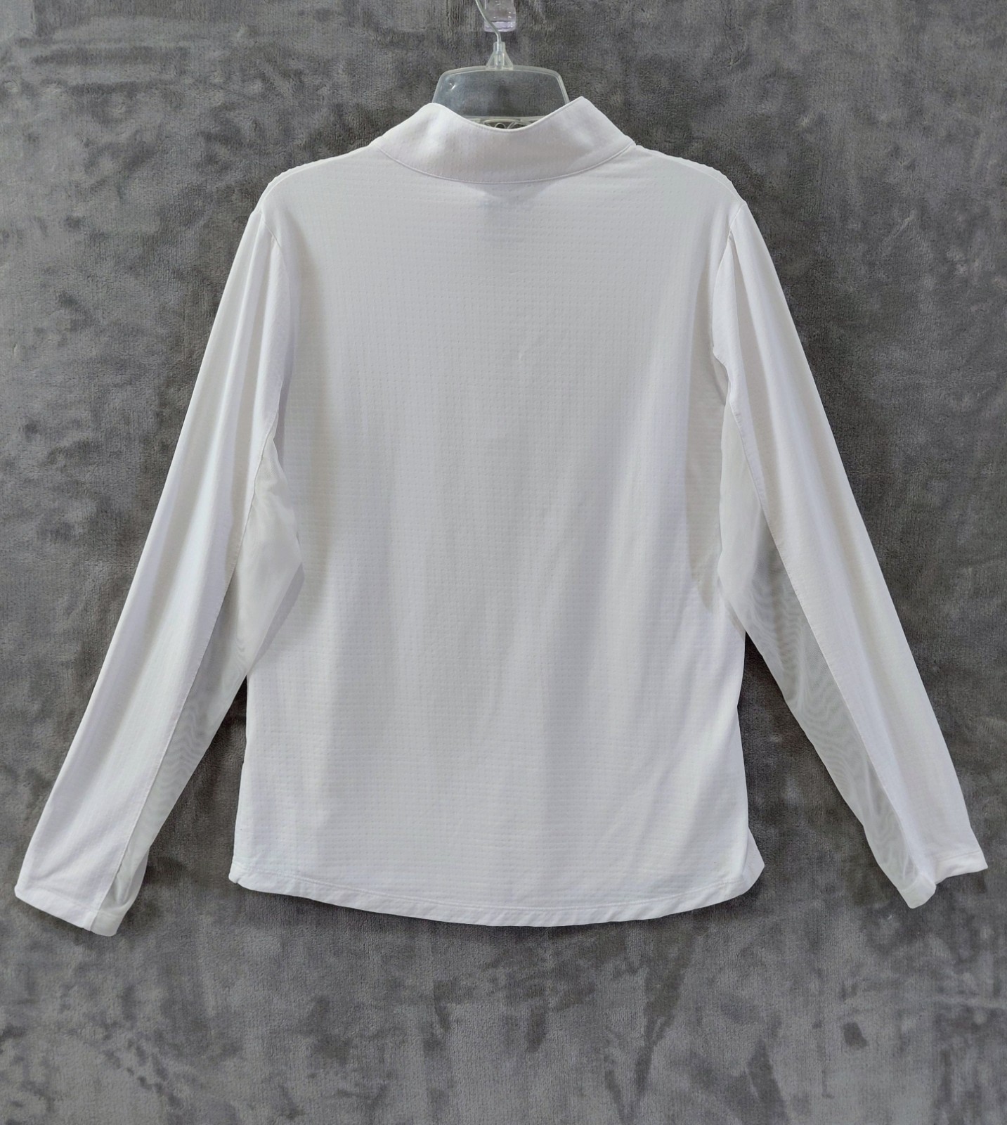 IBKUL Solid Mock Neck 1/4 Zip Pullover Women’s Medium White Mesh Sleeves Golf